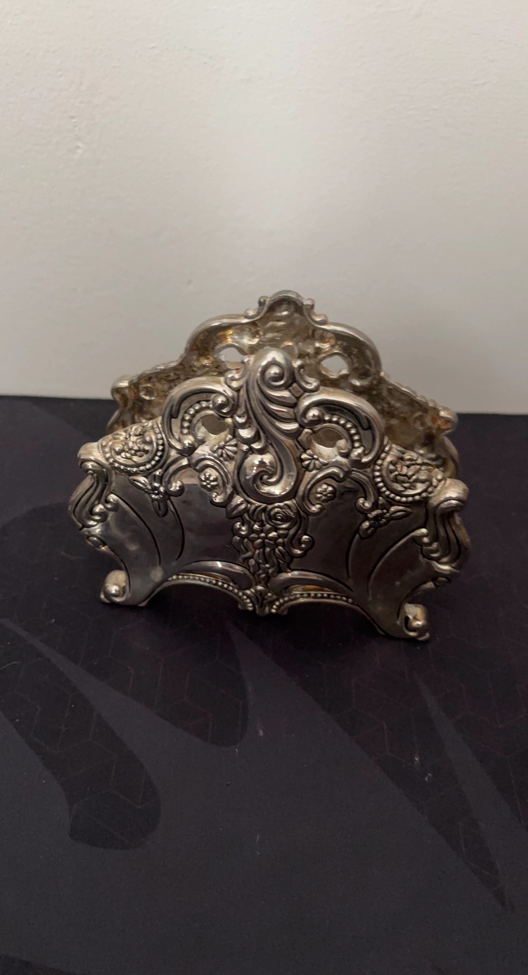 Vintage Ornate Silver Plated Napkin Holder