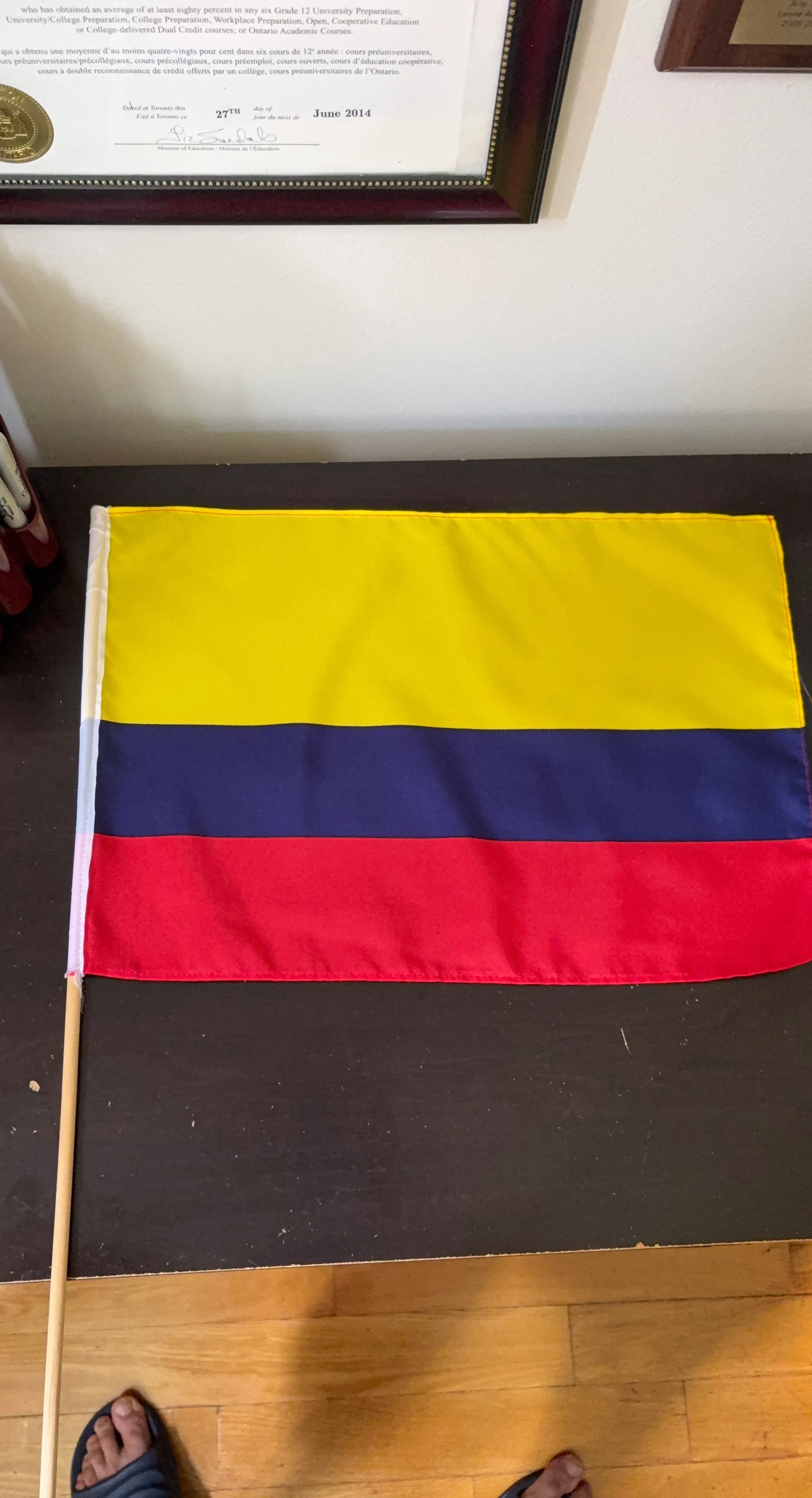 Colombian Flag on Wooden Stick