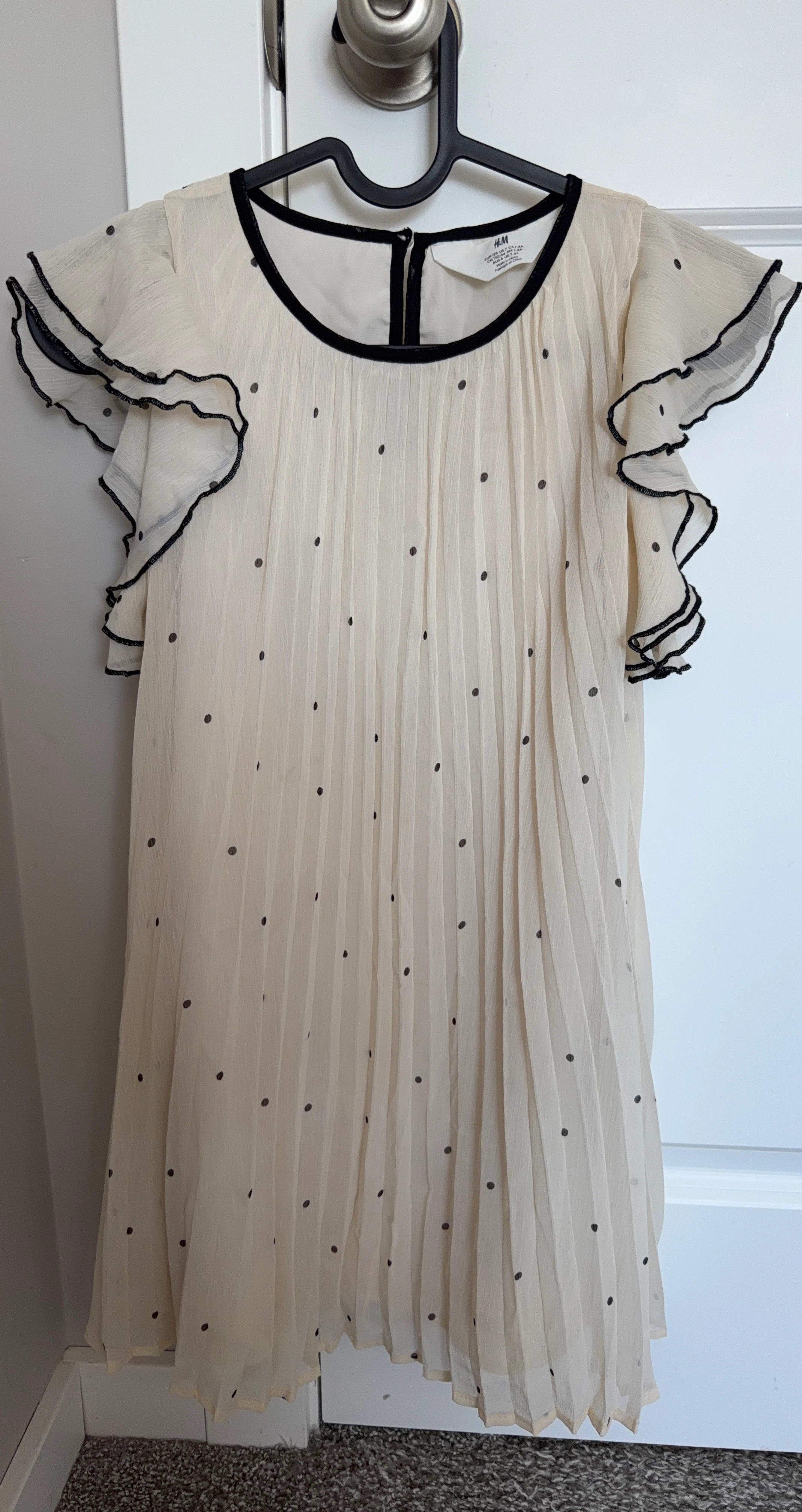 H&M Cream Polka Dot Ruffle Dress