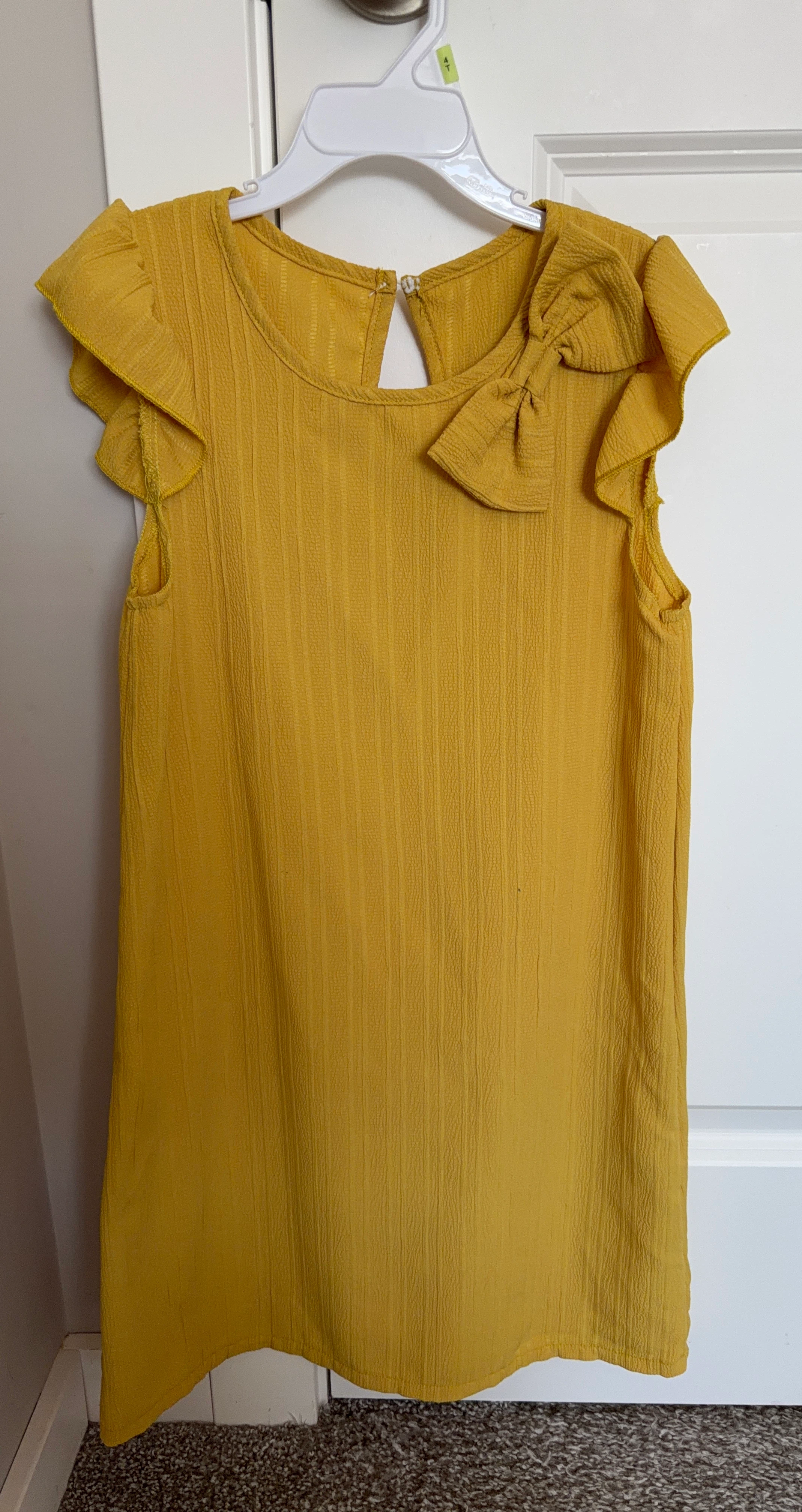 Girls Yellow Dress with Bow Detail