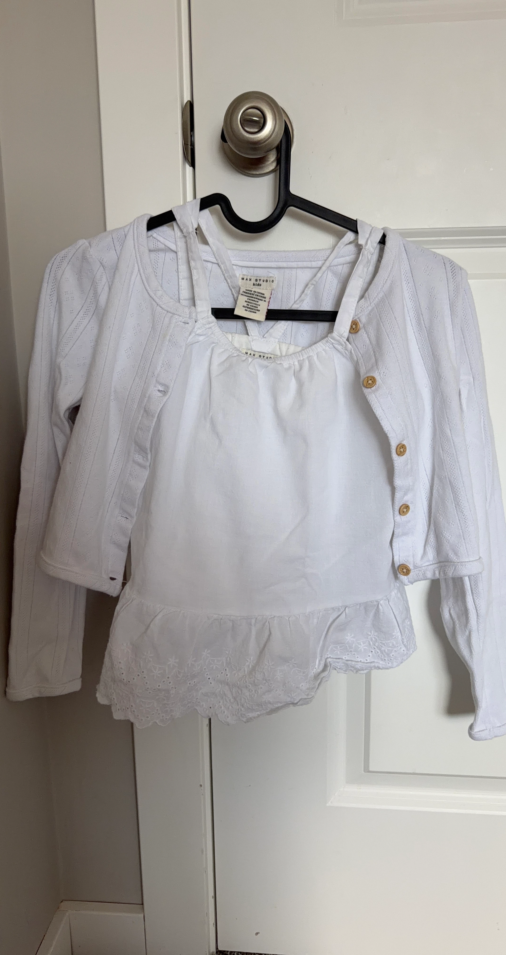 White Eyelet Cardigan & Tank Top Set