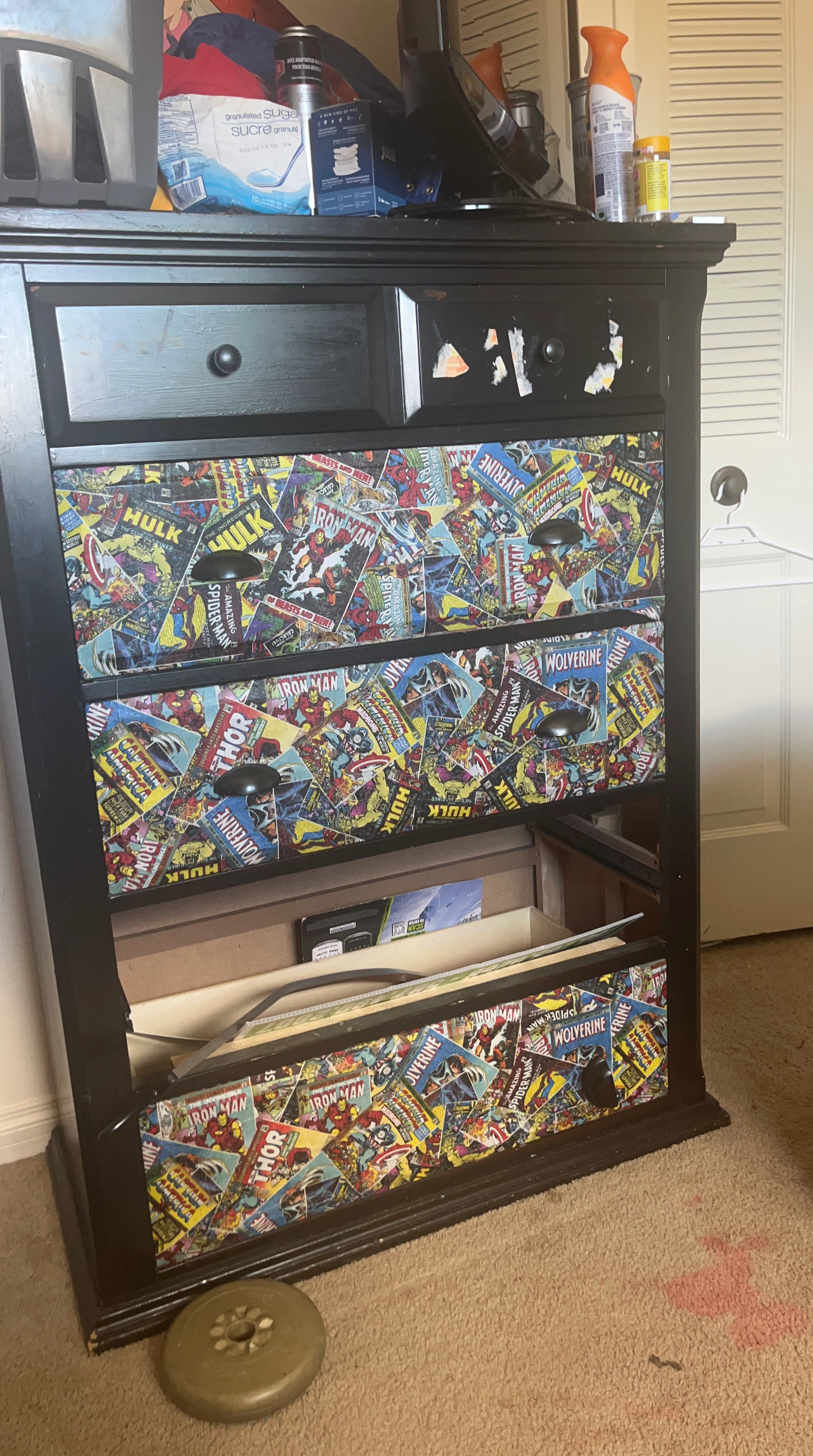 Comic Book Themed Dresser with Marvel Characters