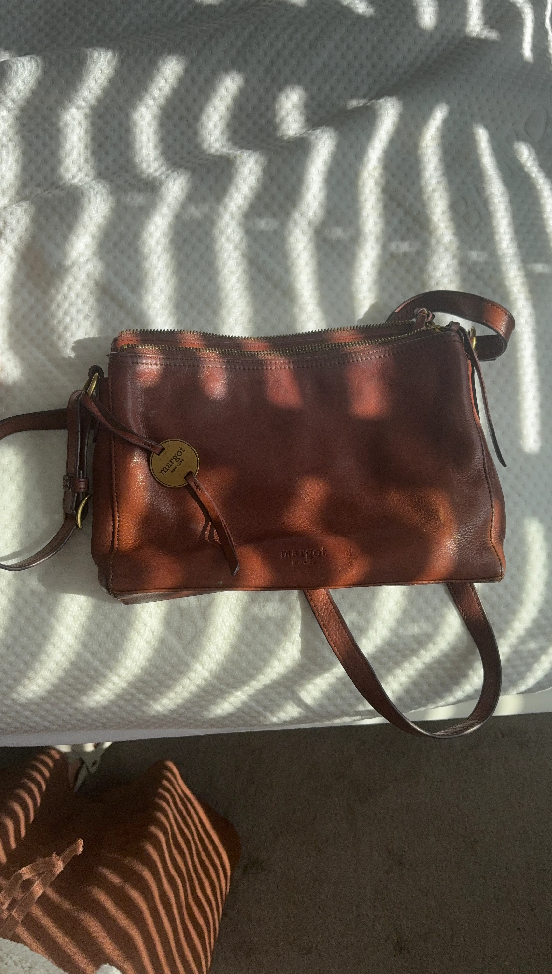 Margot New York Brown Leather Crossbody Bag