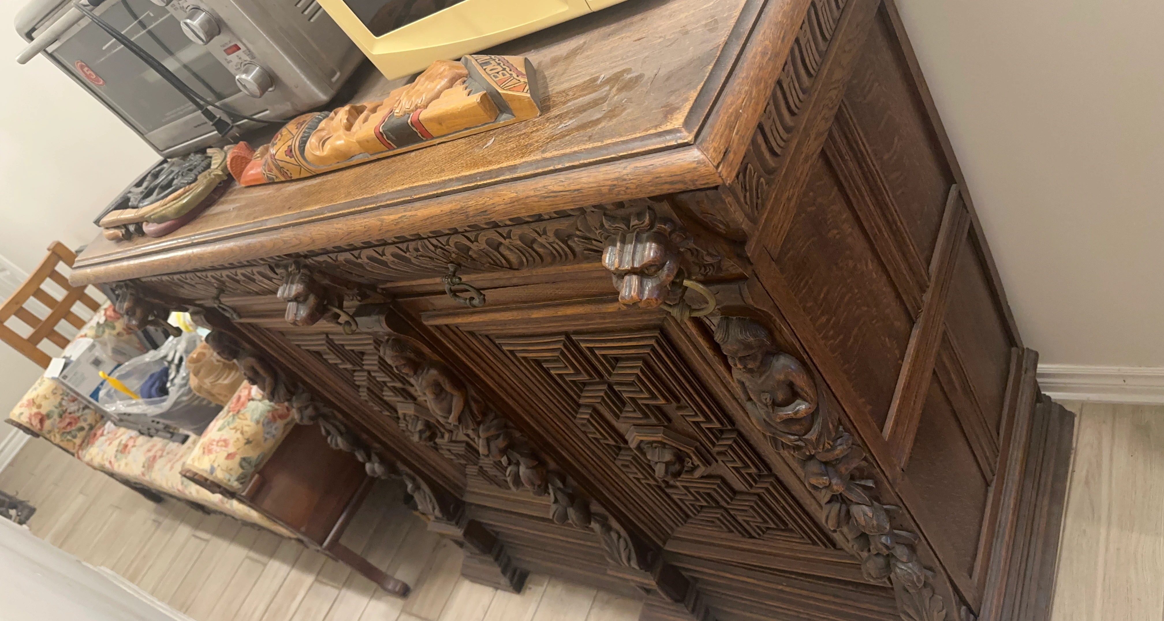 Antique Carved Oak Sideboard Buffet