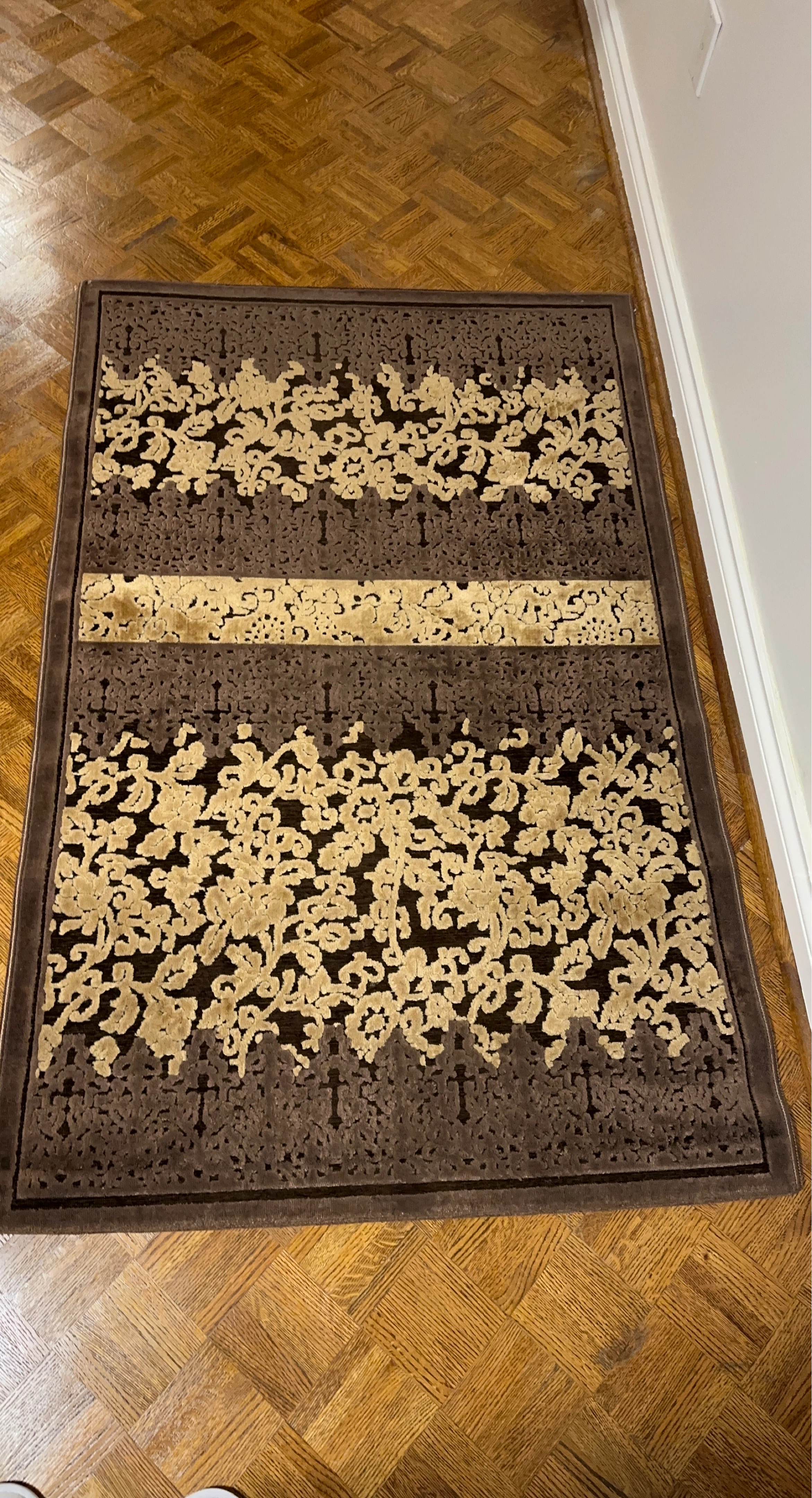 Decorative Rug - Brown and Beige Floral Pattern