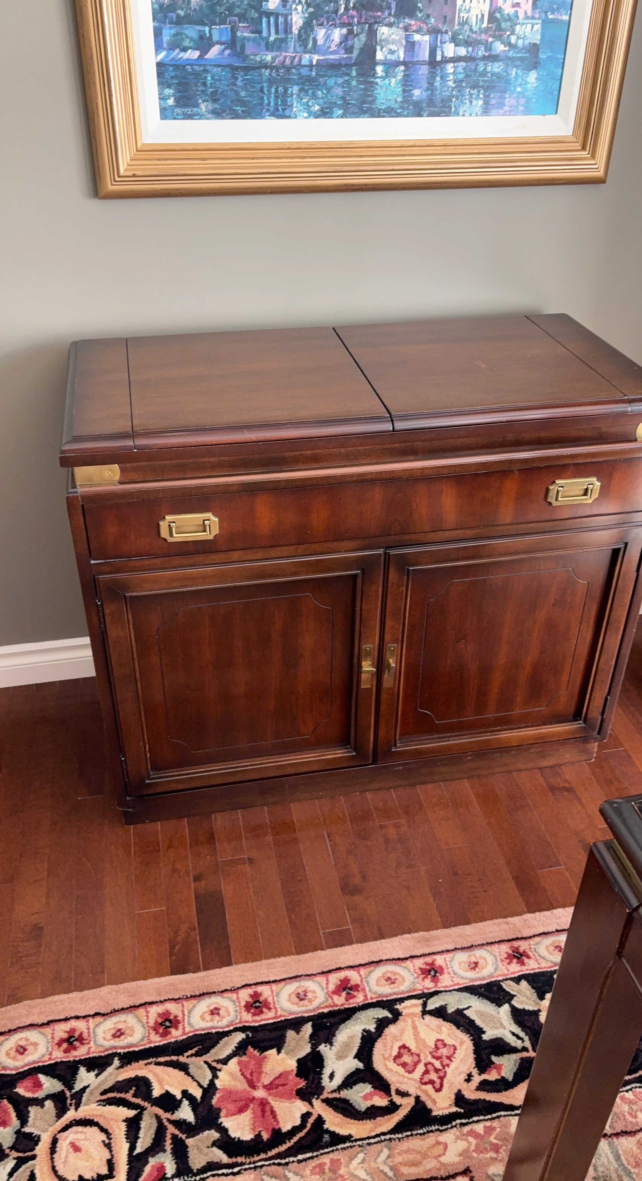 Wooden Sideboard/Cabinet with Brass Accents