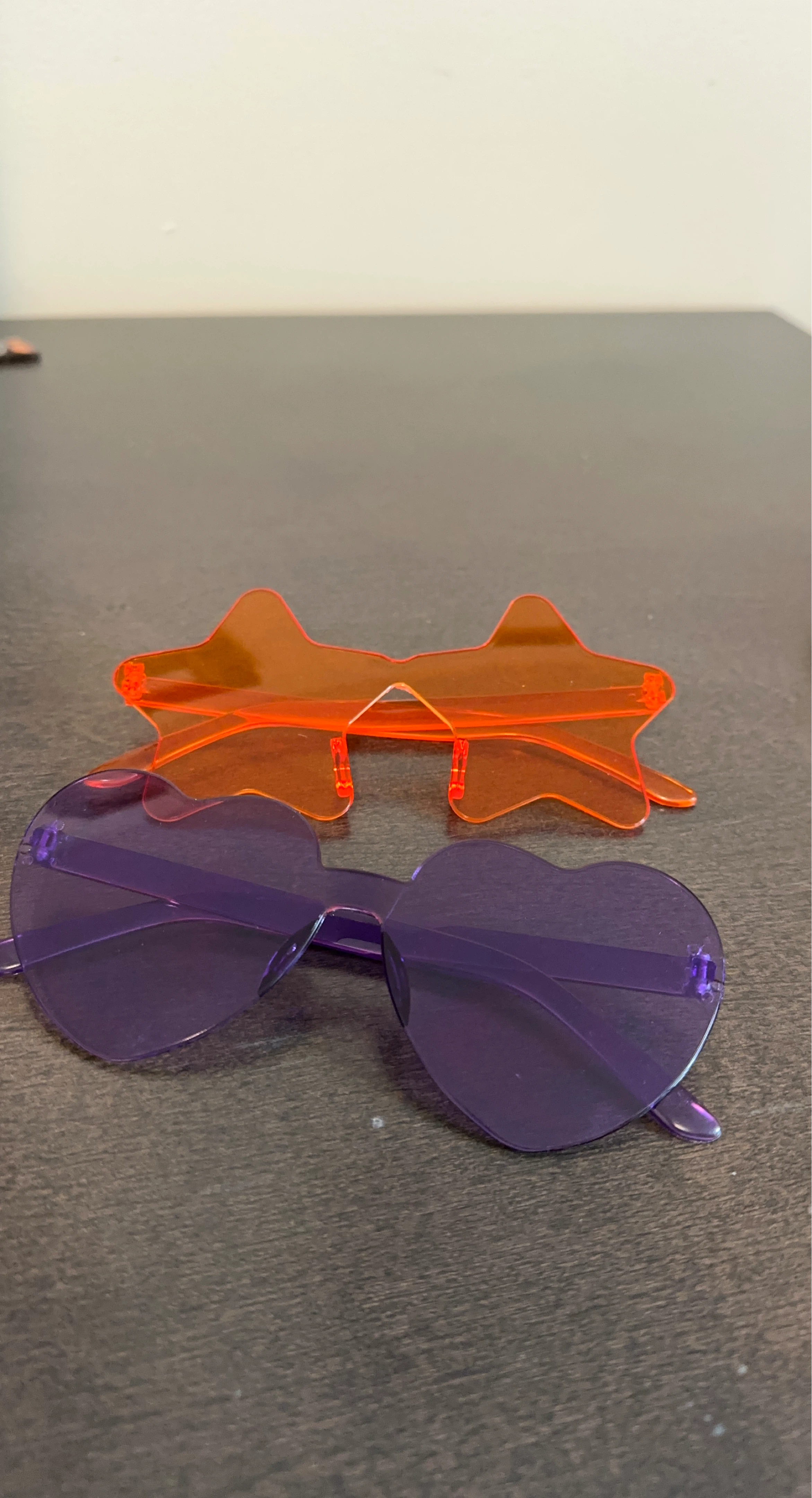 Novelty Heart and Star Sunglasses - Purple & Orange