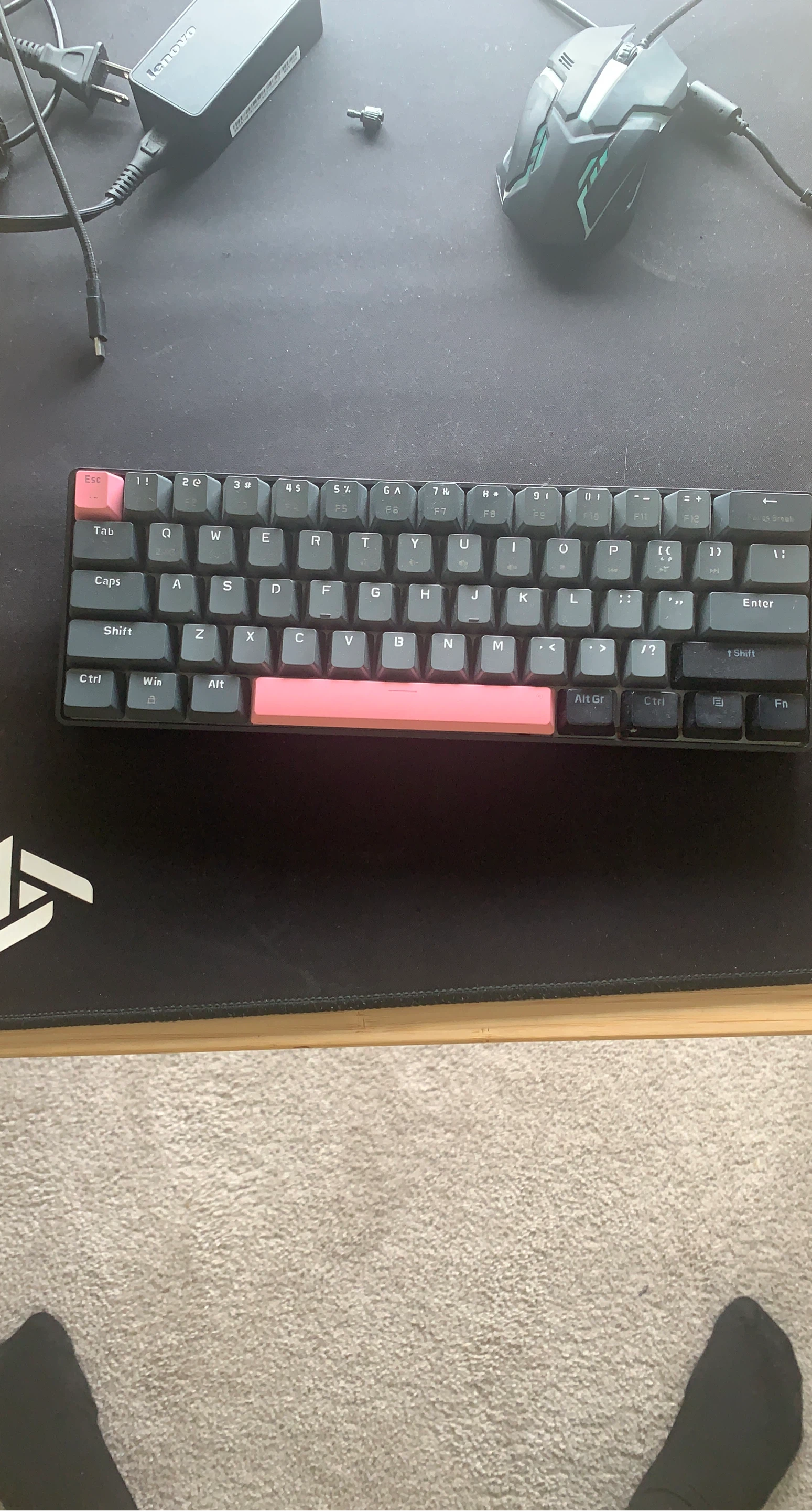 60% Mechanical Keyboard with Pink Keycaps