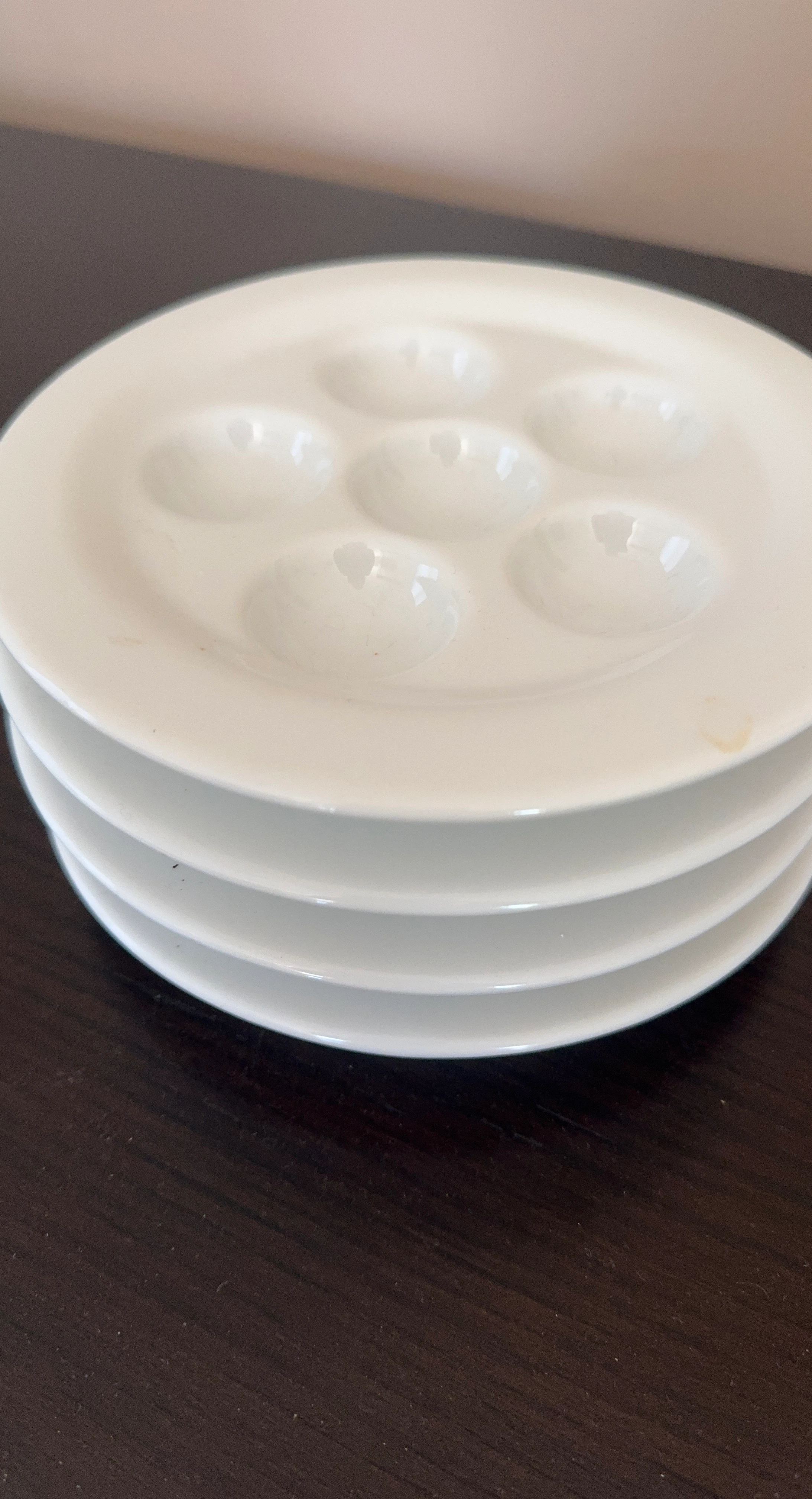 Set of 4 White Escargot Plates