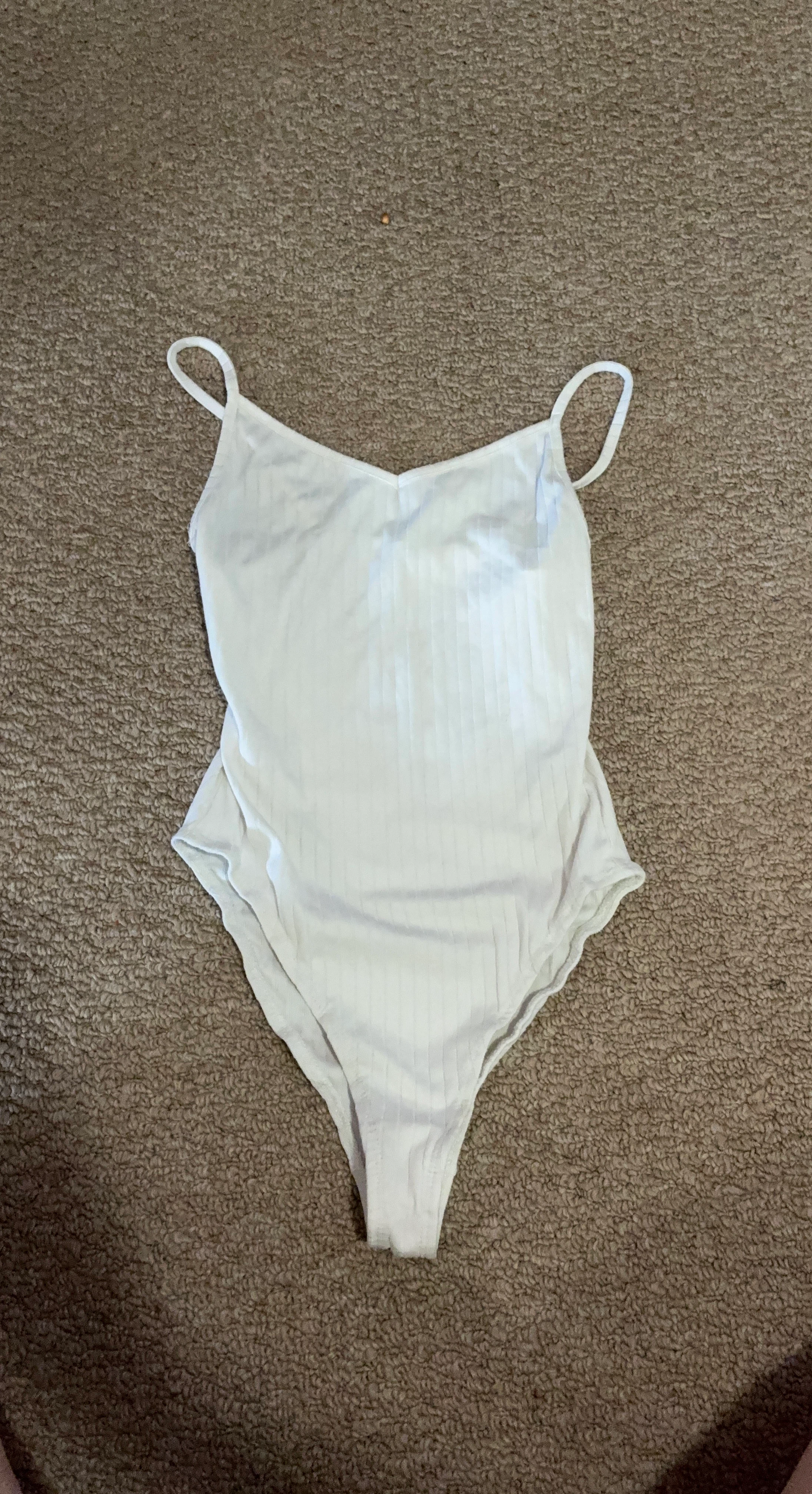 Ardene White Ribbed Bodysuit - S/P