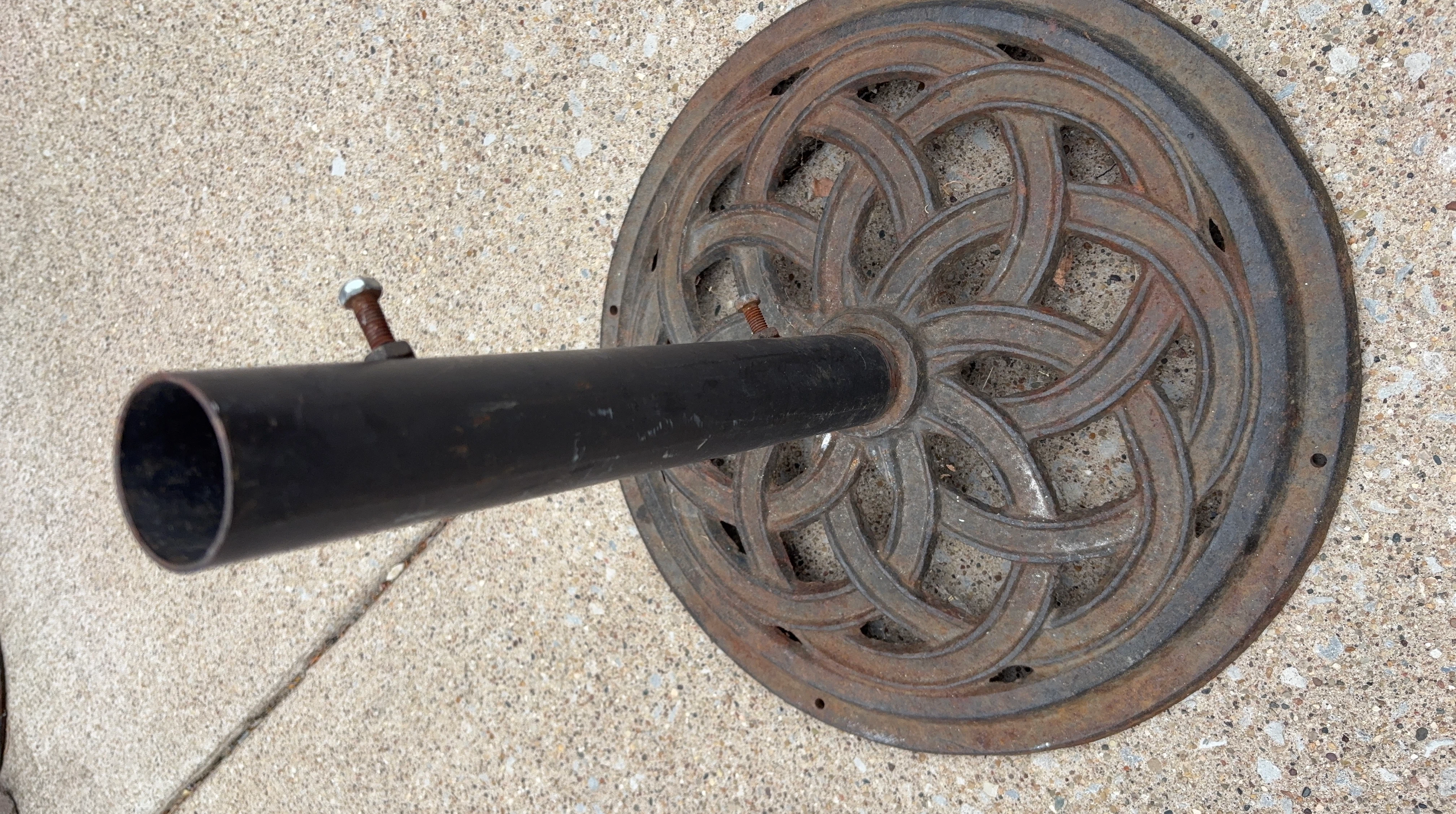 Cast Iron Umbrella Stand Base with Decorative Pattern