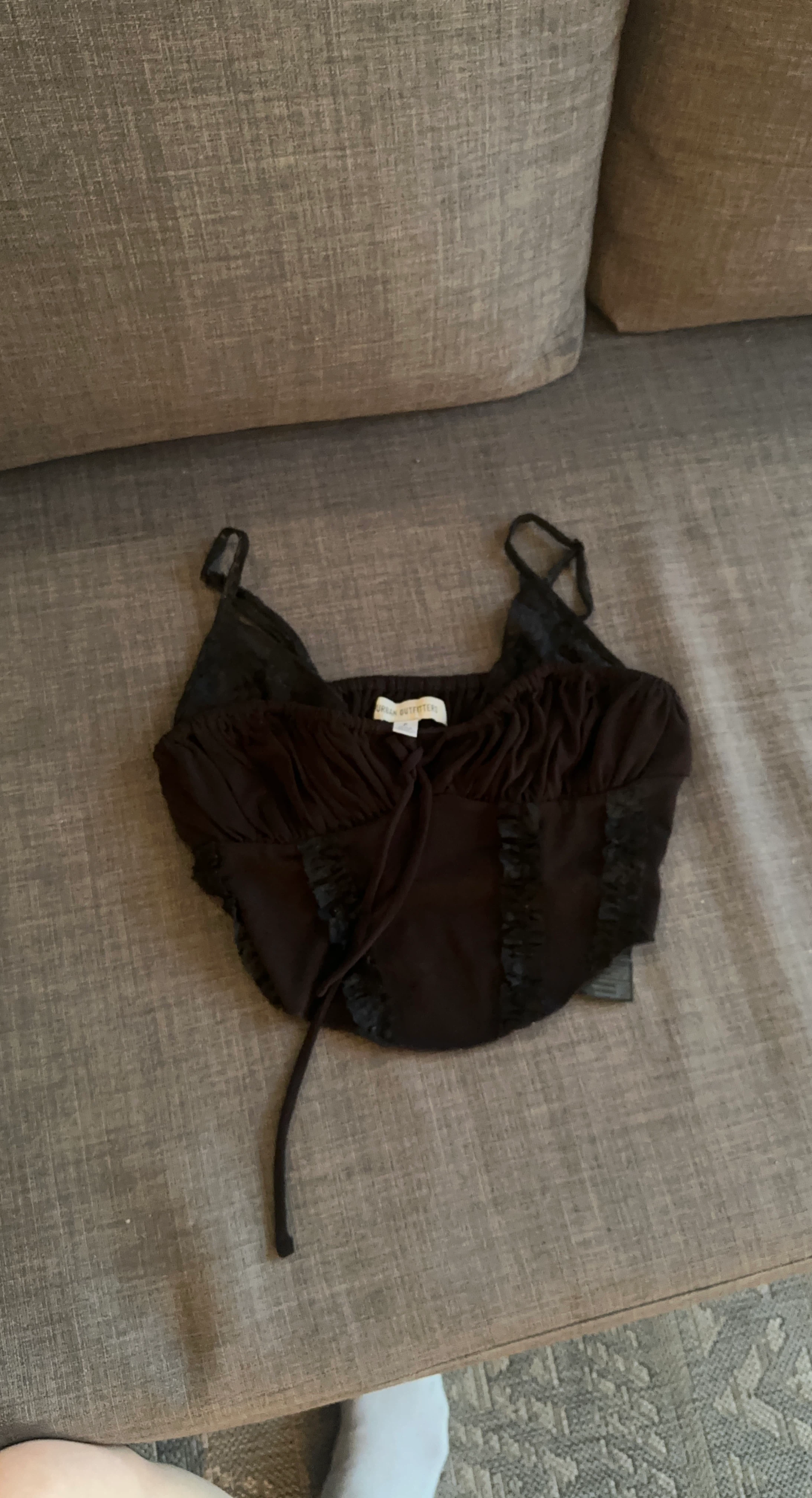 Urban Outfitters Black Ruffle Corset Top