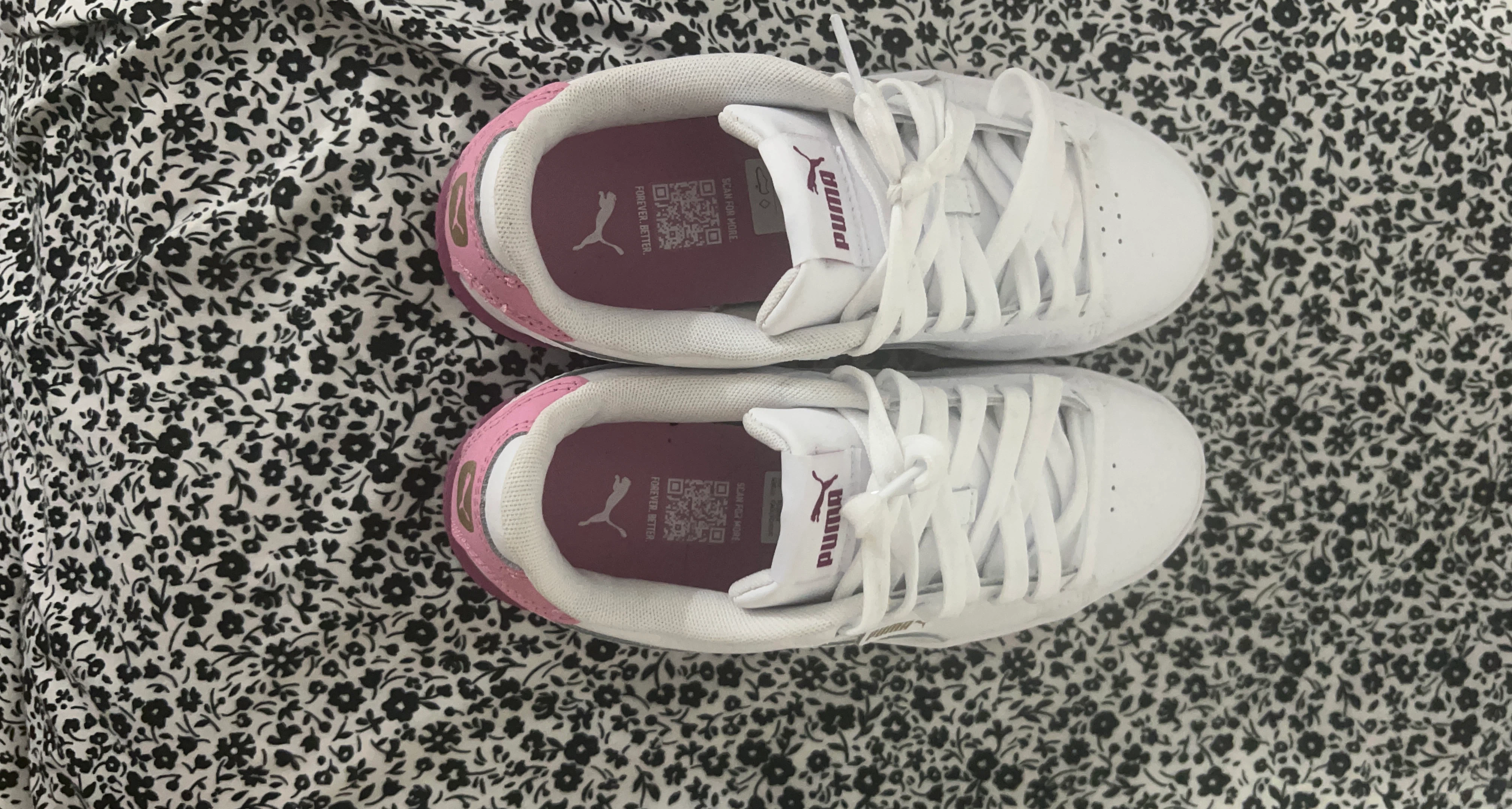 Puma White and Pink Kids' Sneakers