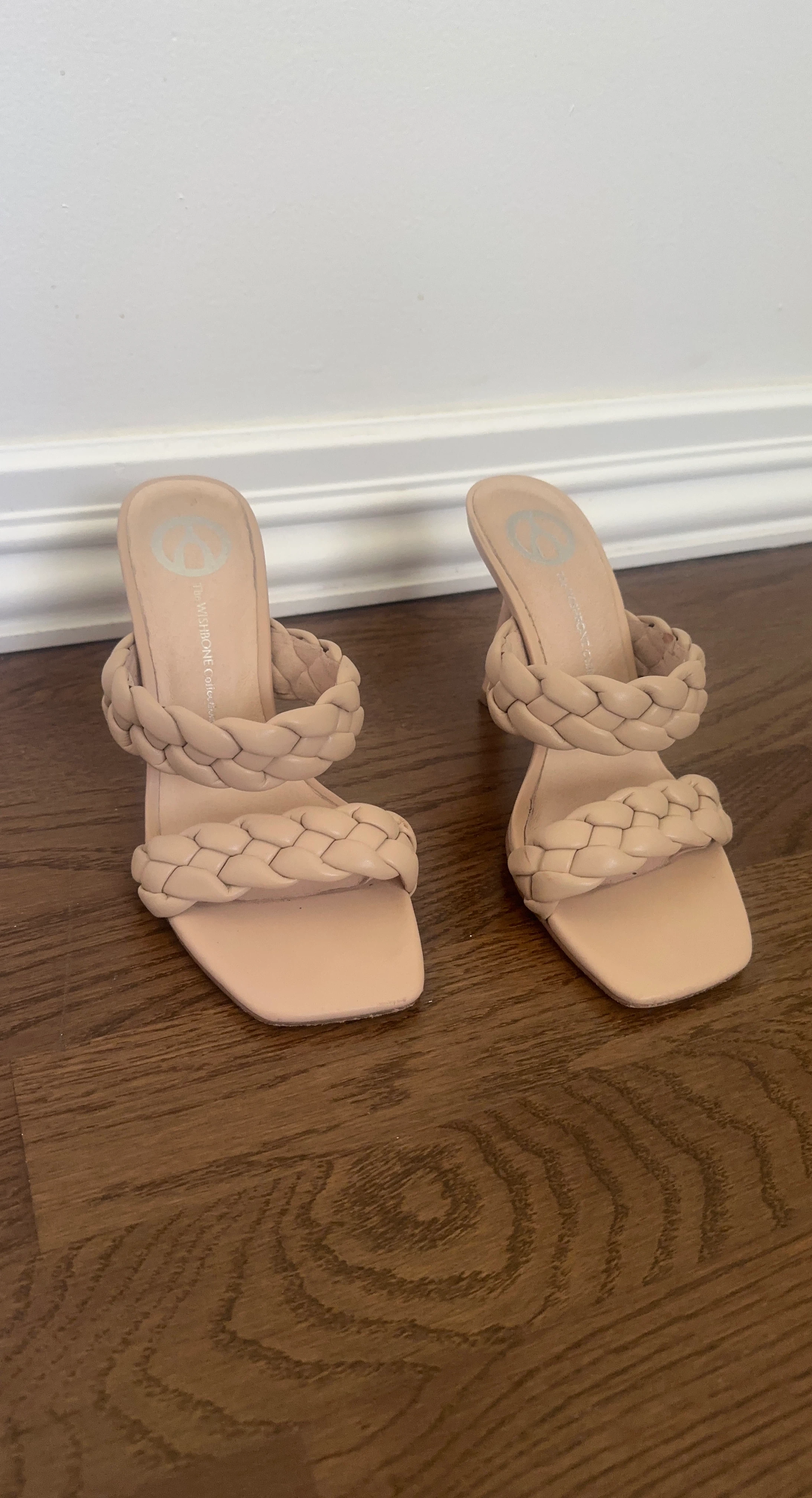 Nude Braided Heeled Mules