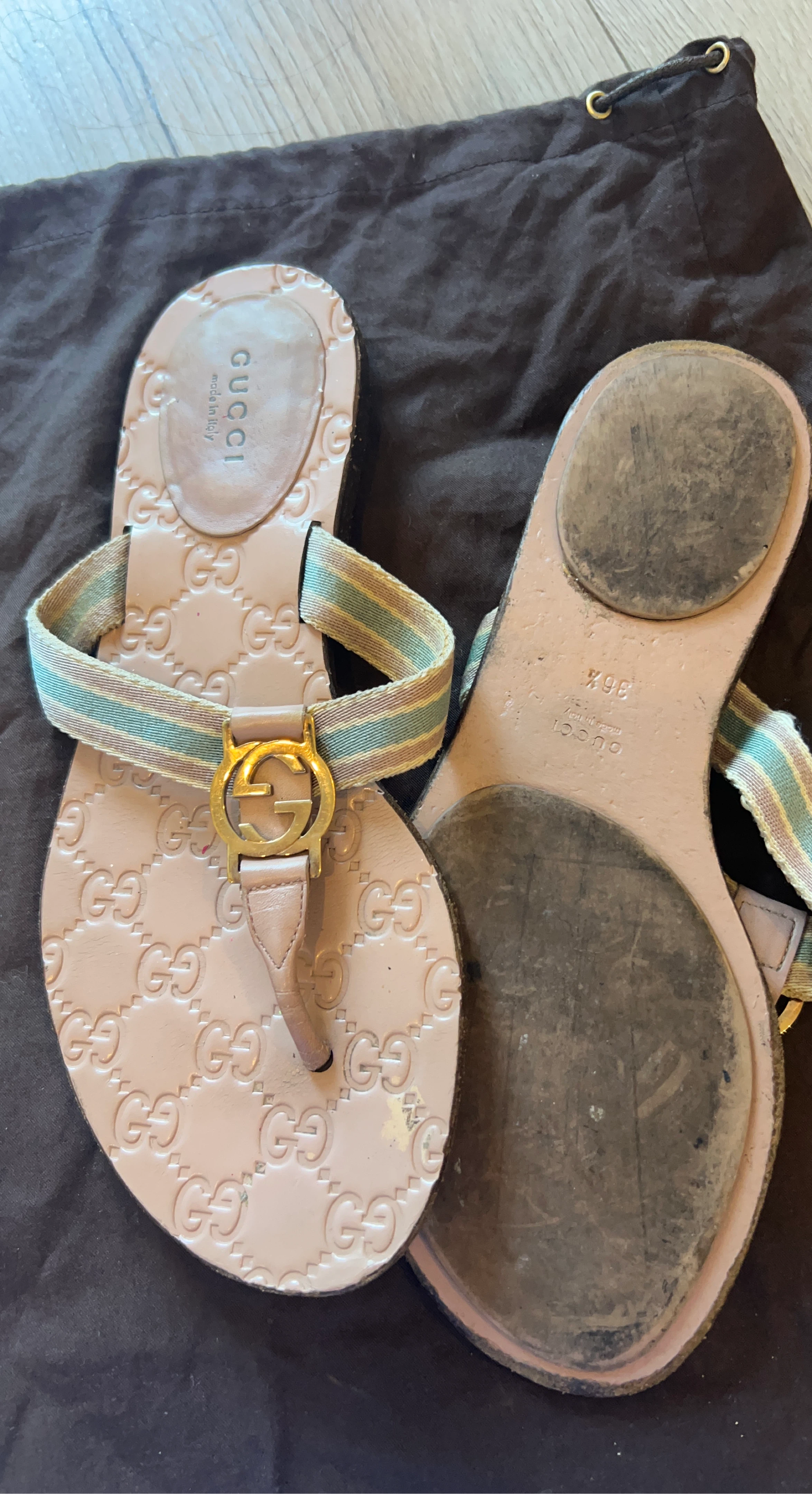 Gucci GG Monogram Thong Sandals