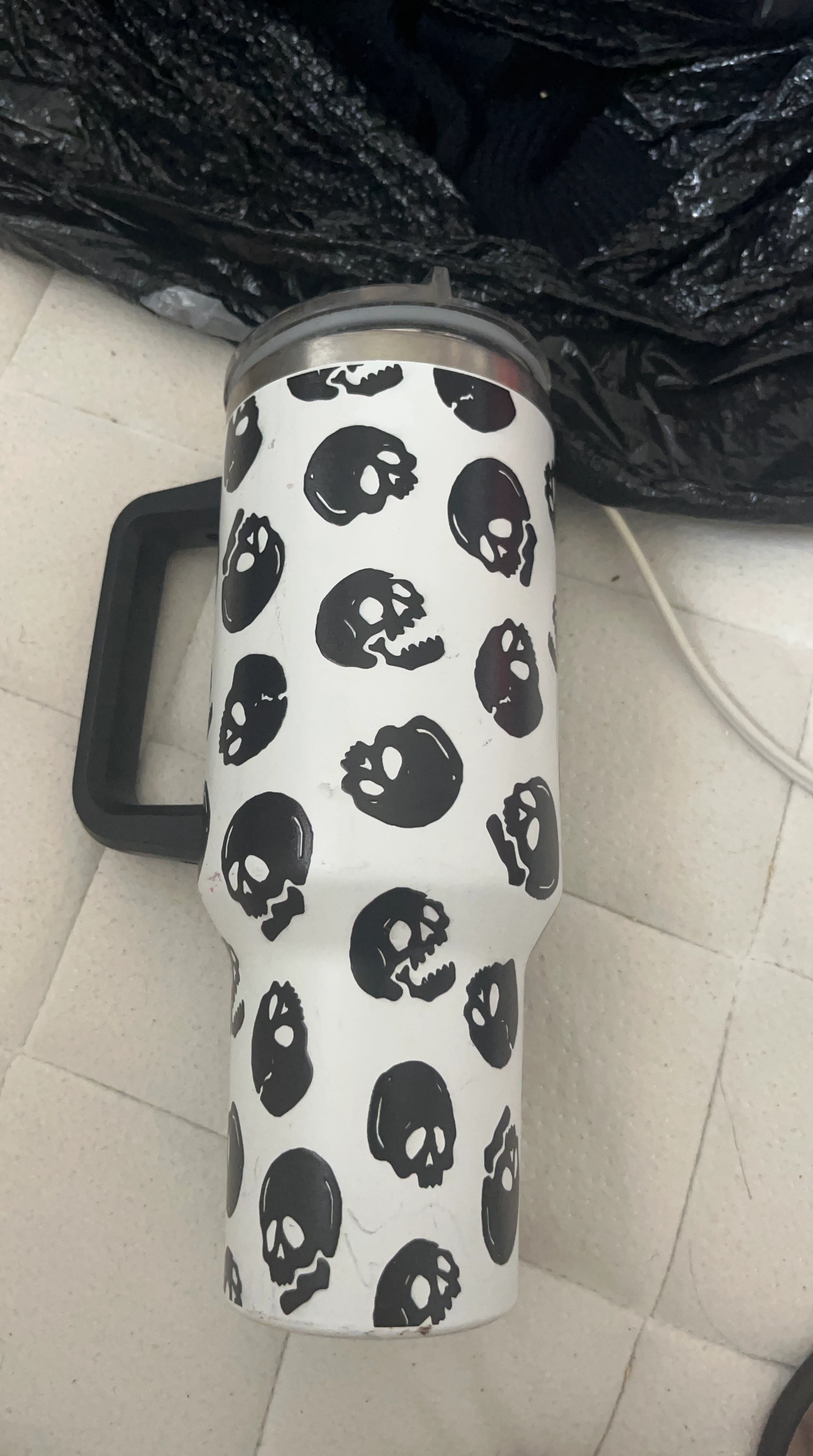 Skull Pattern Tumbler with Handle
