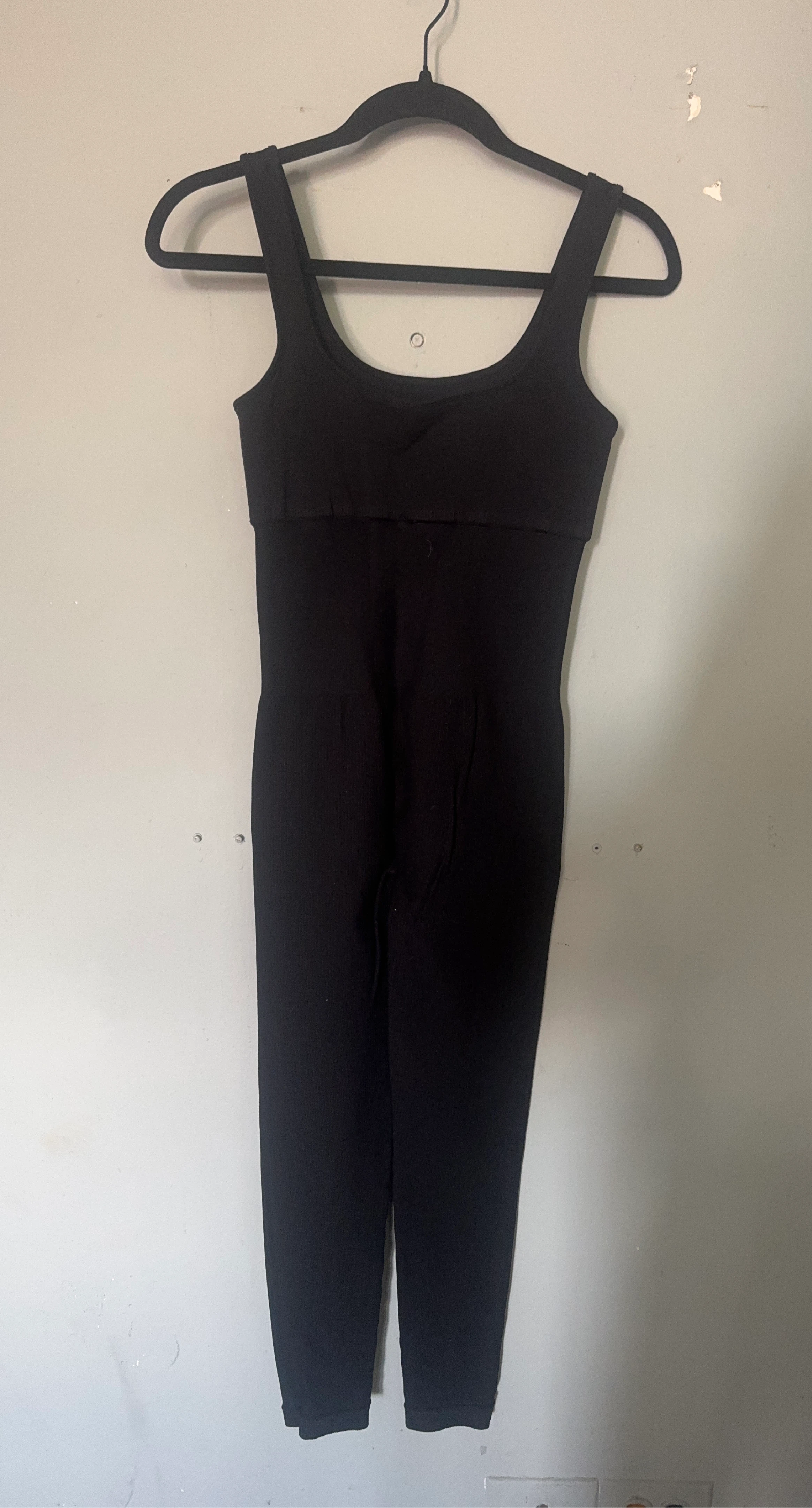 Black Ribbed Seamless Jumpsuit
