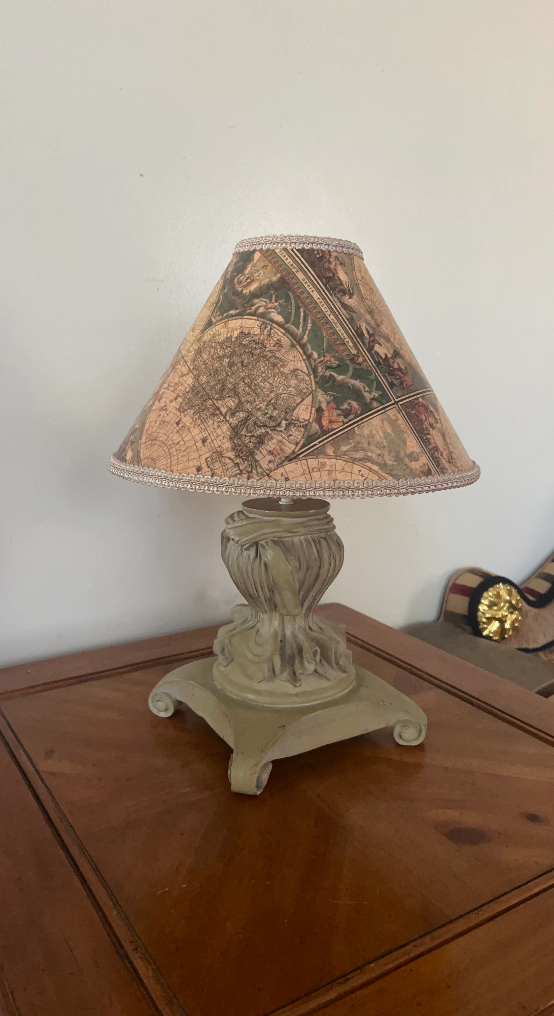 Vintage Style Lamp with World Map Shade