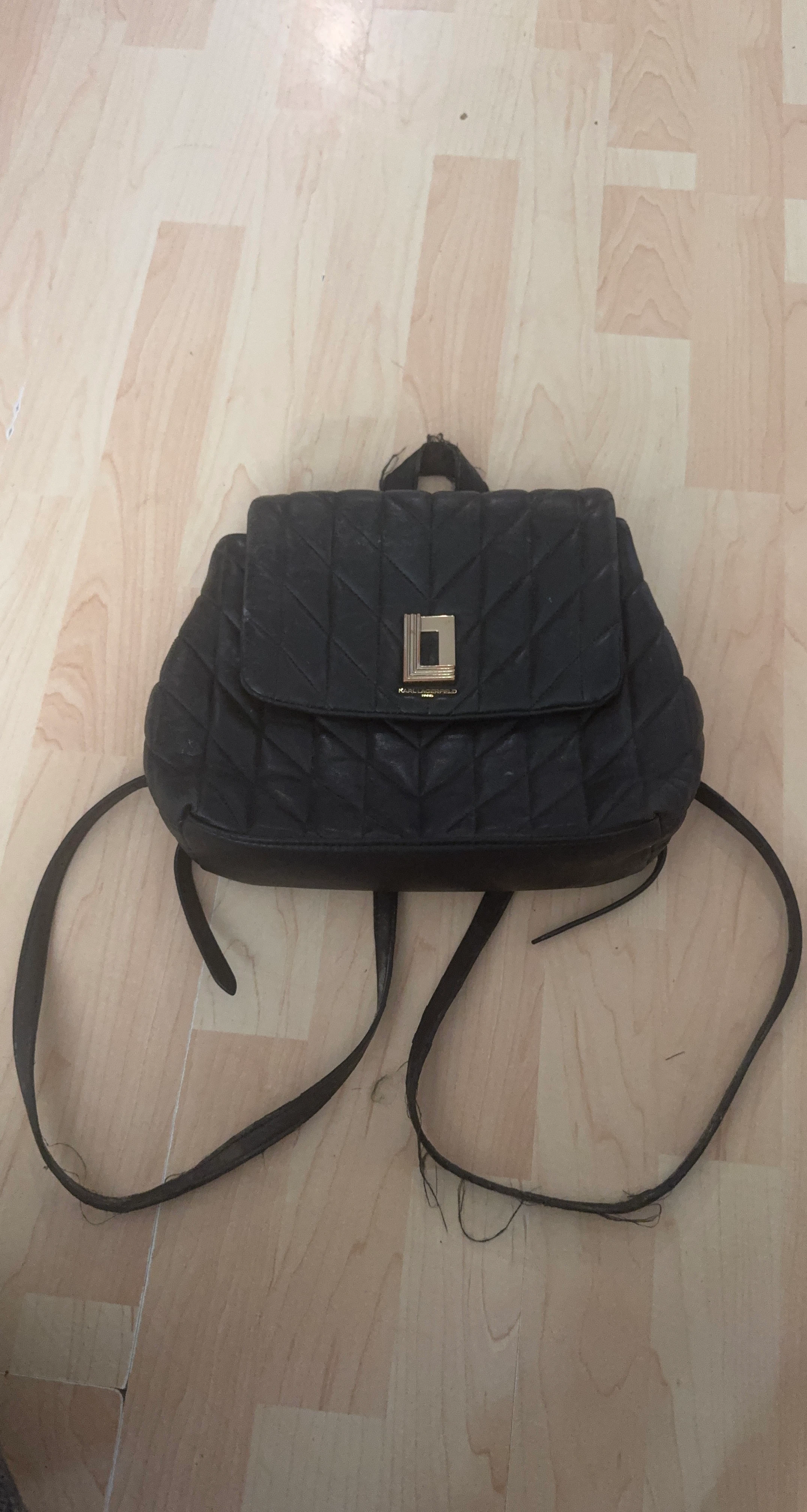 Black Quilted Backpack purse