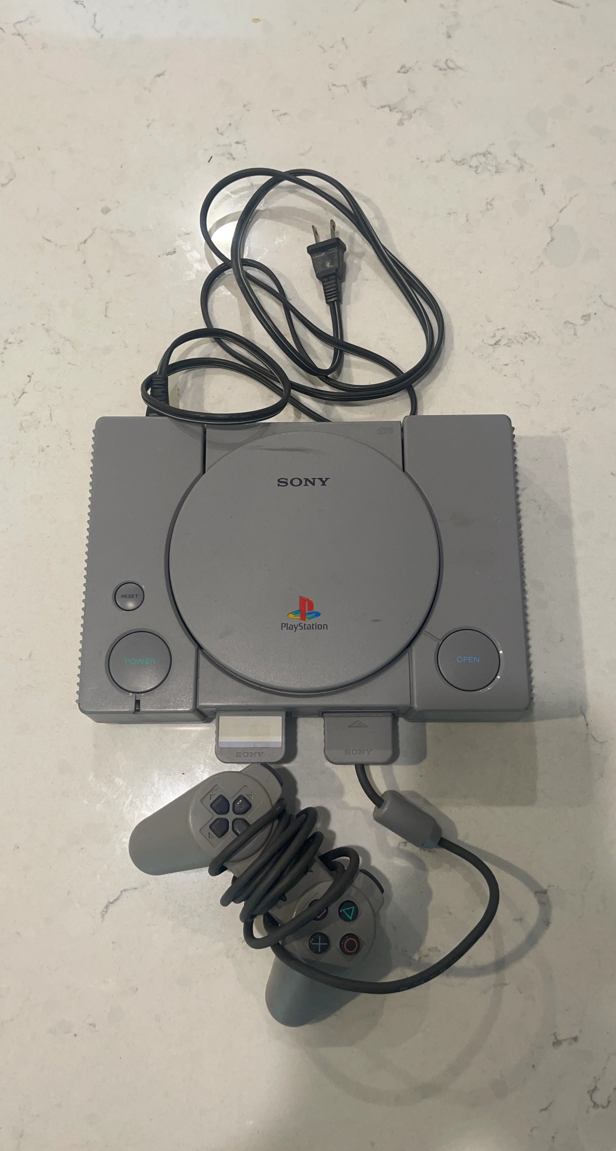 Sony PlayStation 1 Console with Controller and Cords
