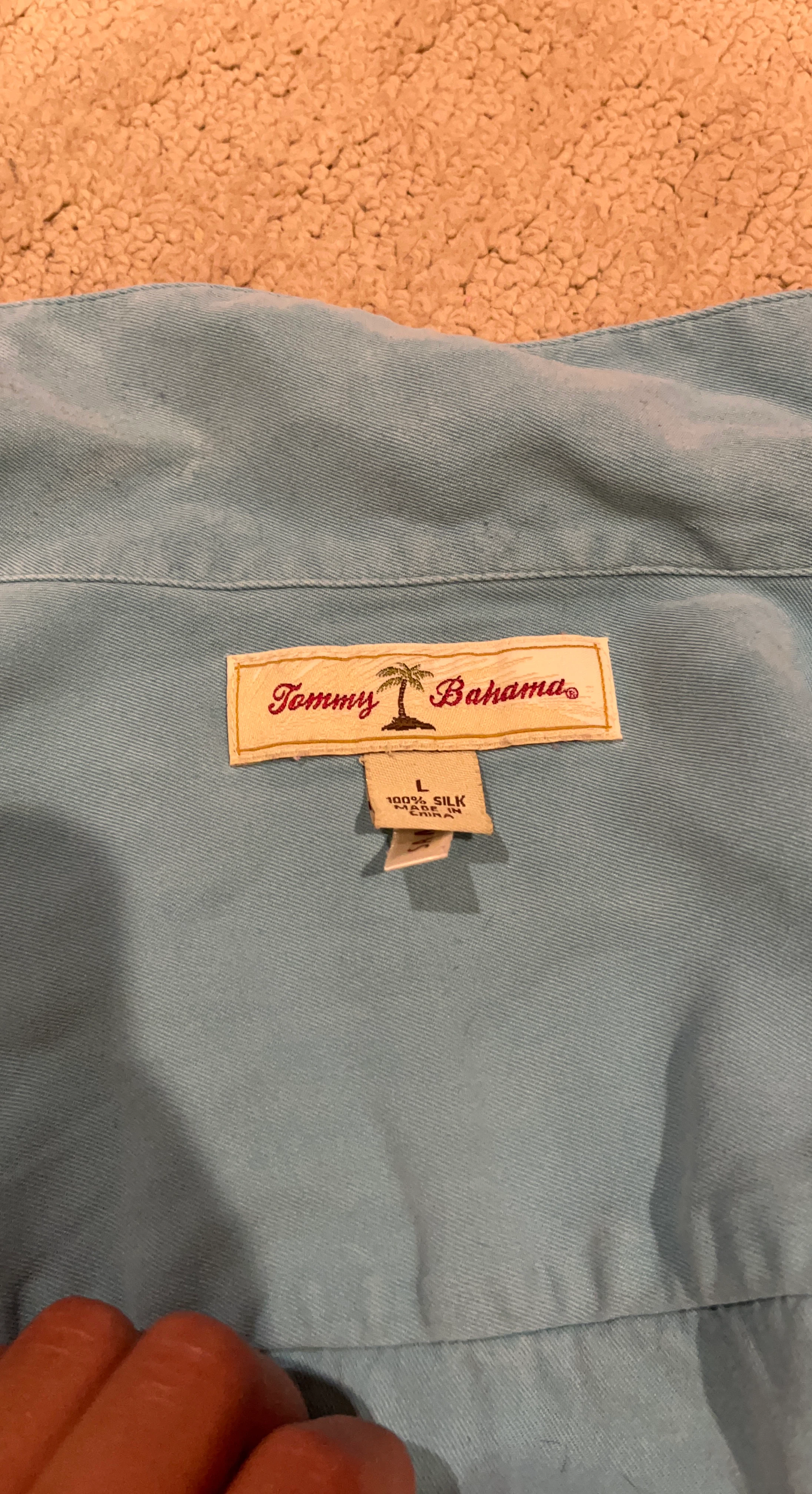 Tommy Bahama Blue 100% Silk Short Sleeve Shirt