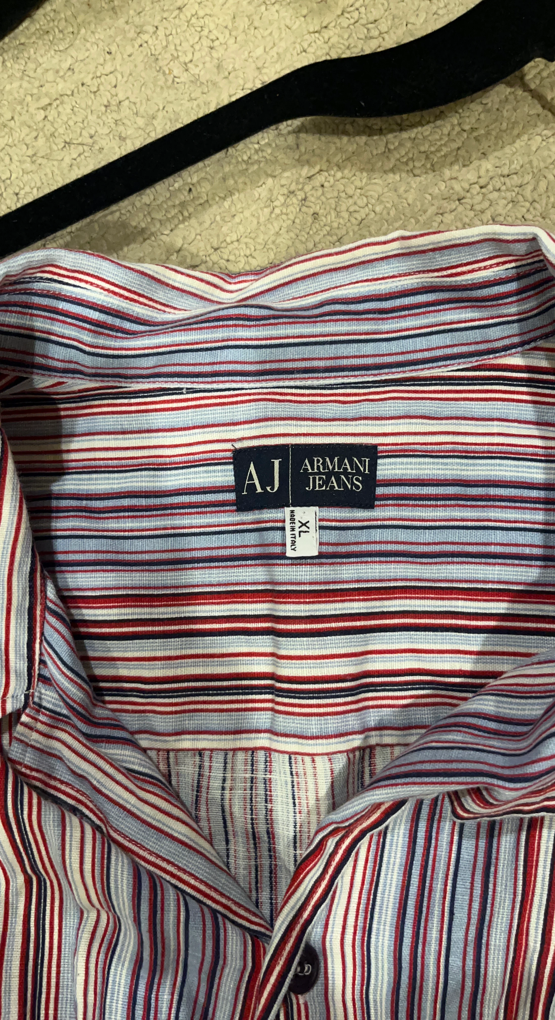 Armani Jeans Striped Short Sleeve Button-Up Shirt XL