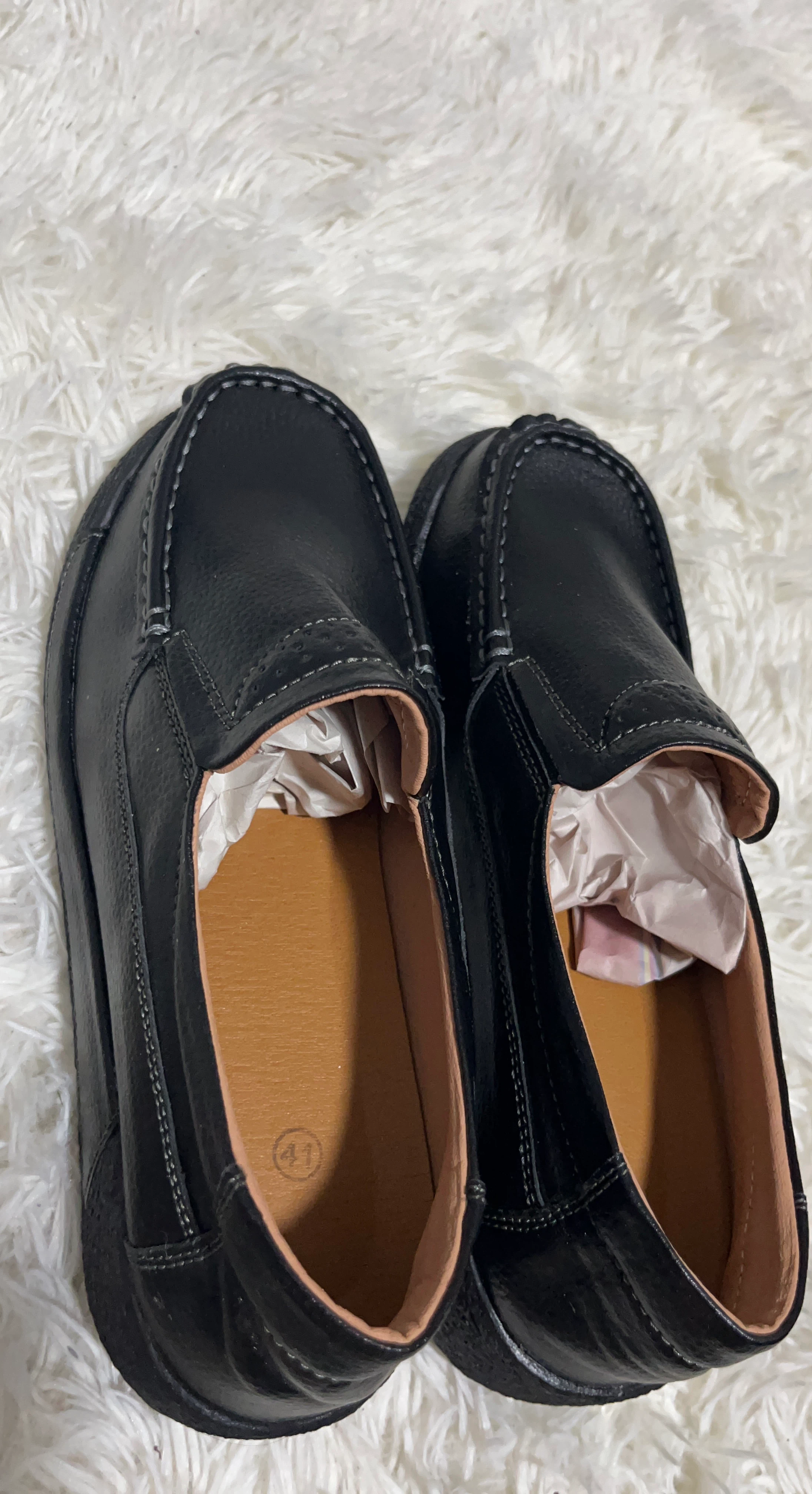 Black Leather Loafers - Size 41