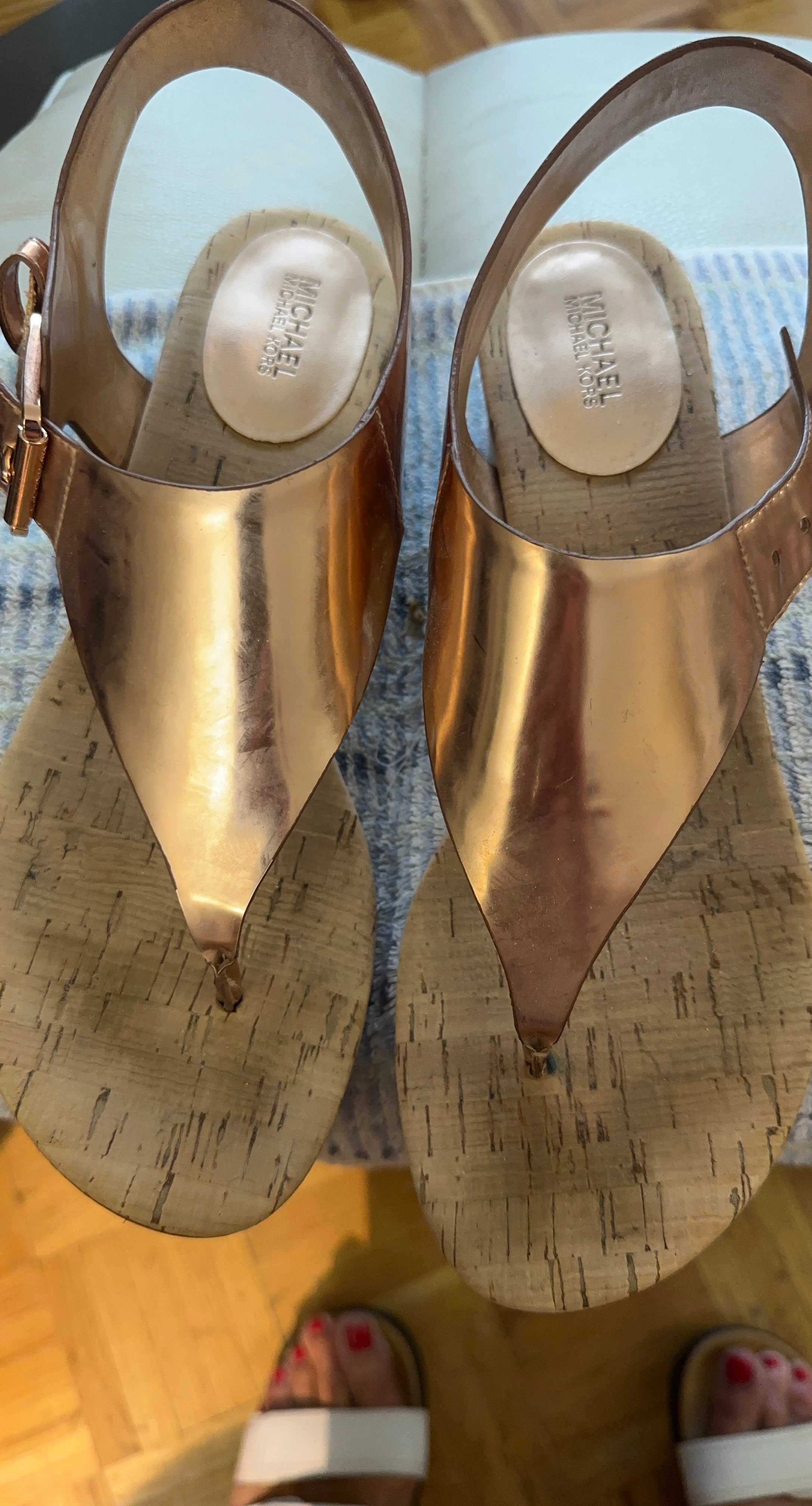 Michael Kors Rose Gold Thong Sandals