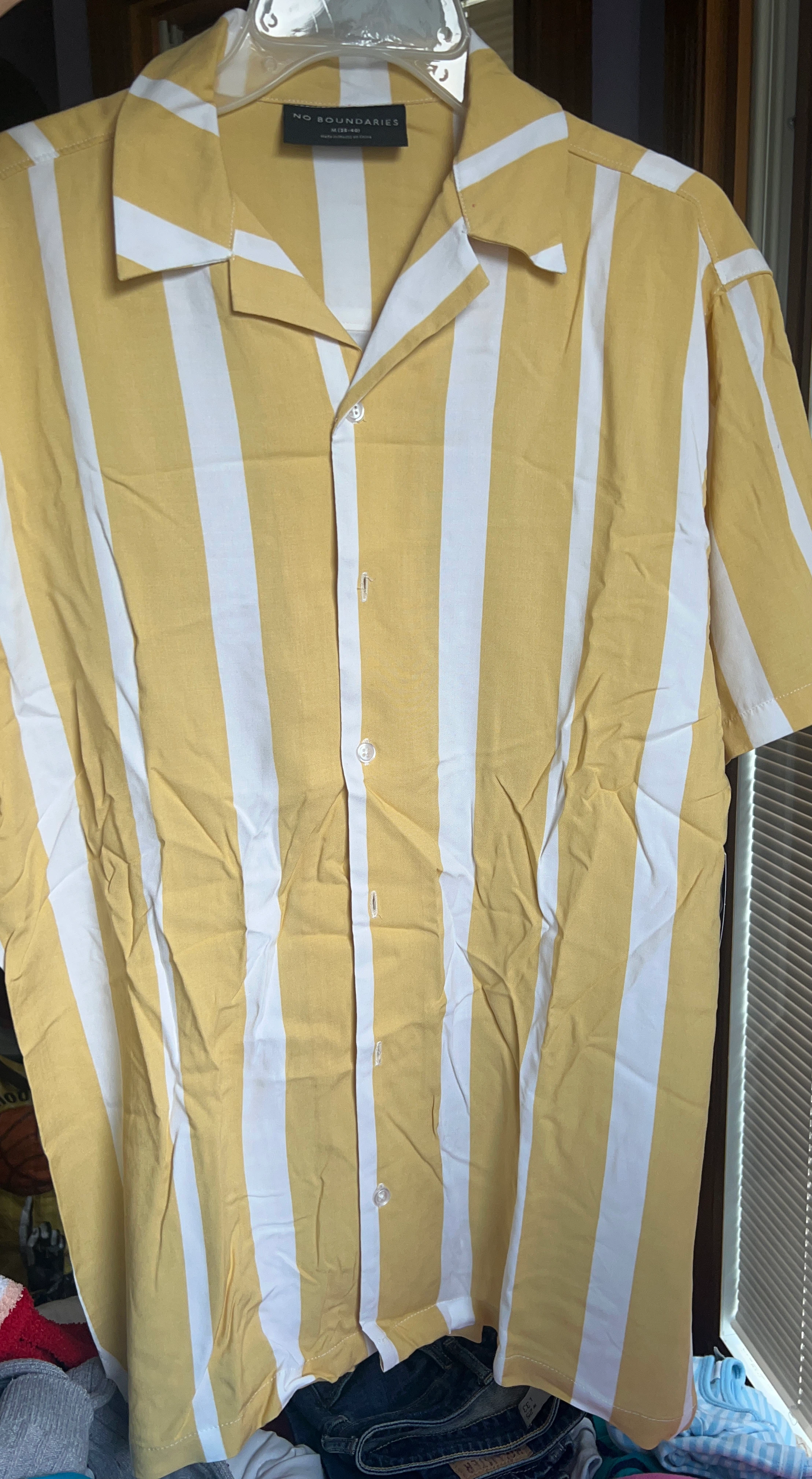 No Boundaries Yellow & White Striped Button-Up Shirt