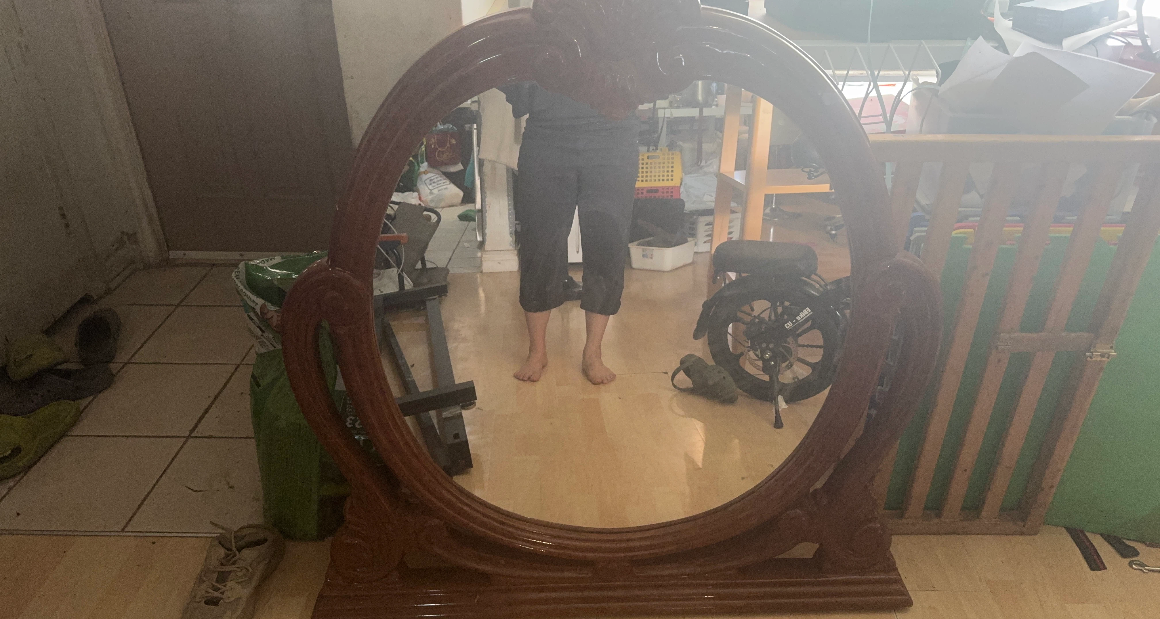 Ornate Wooden Standing Mirror