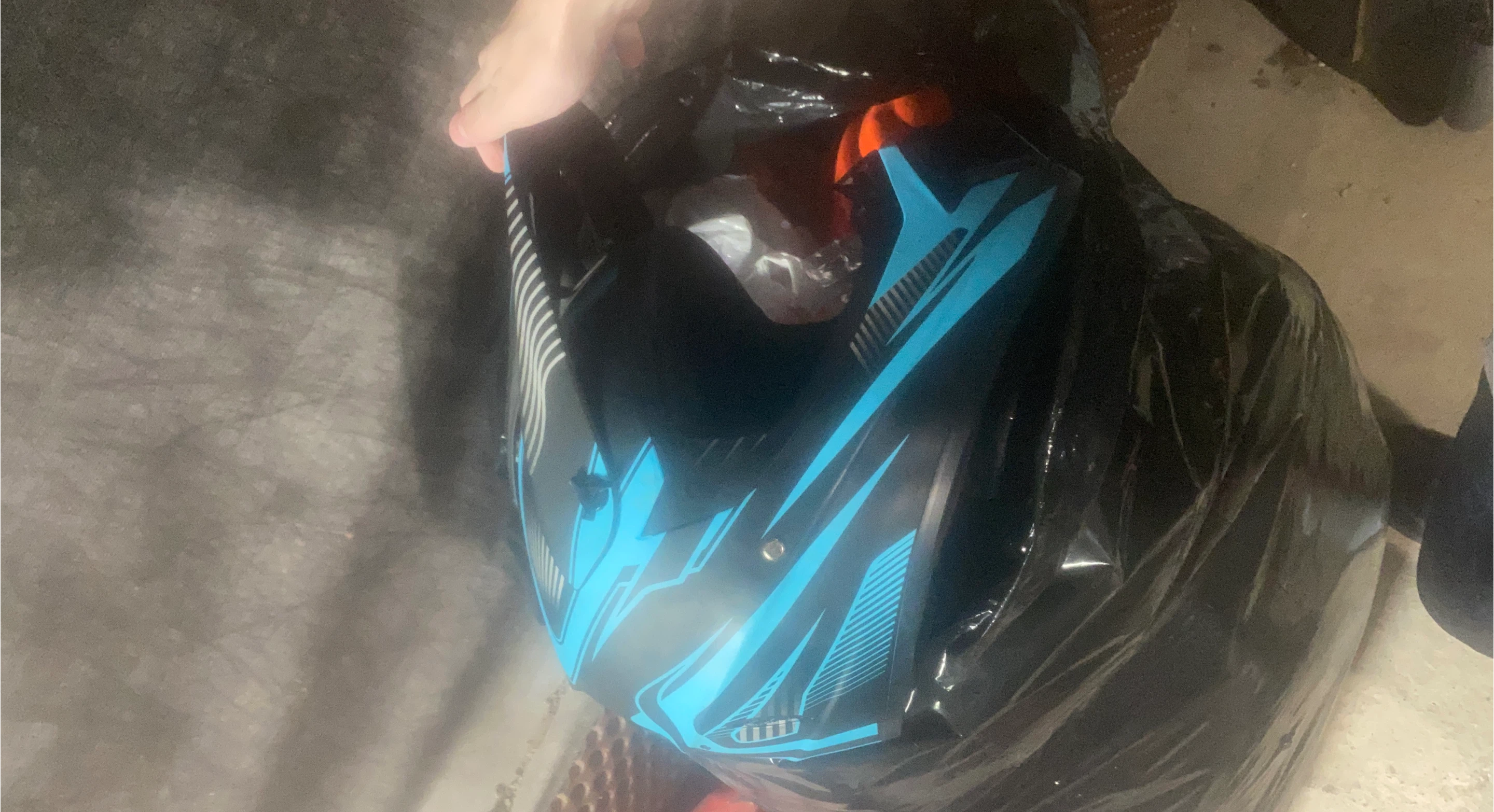 Motocross Helmet with Blue Graphics