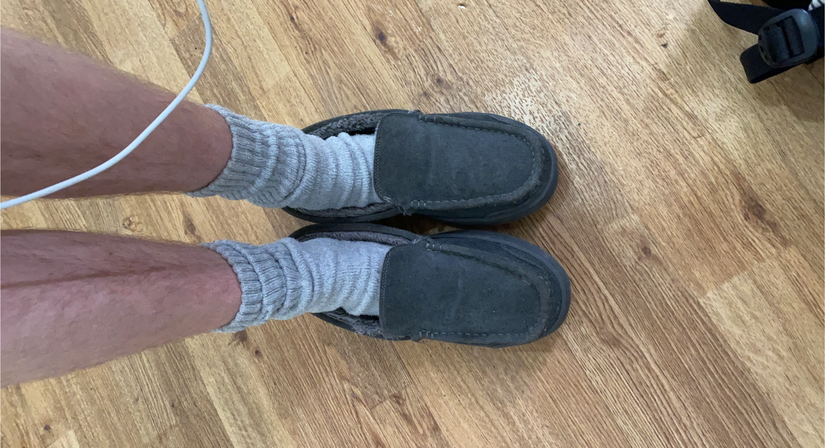 Dark Grey Moccasin Slippers
