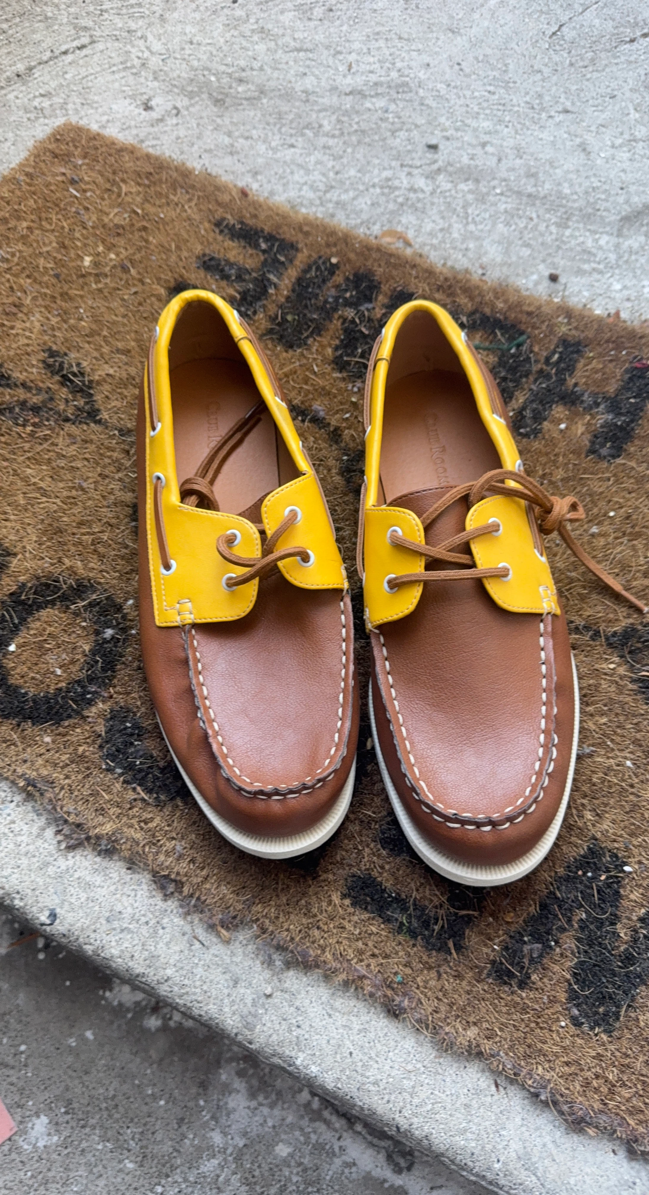 Club Room Brown & Yellow Boat Shoes