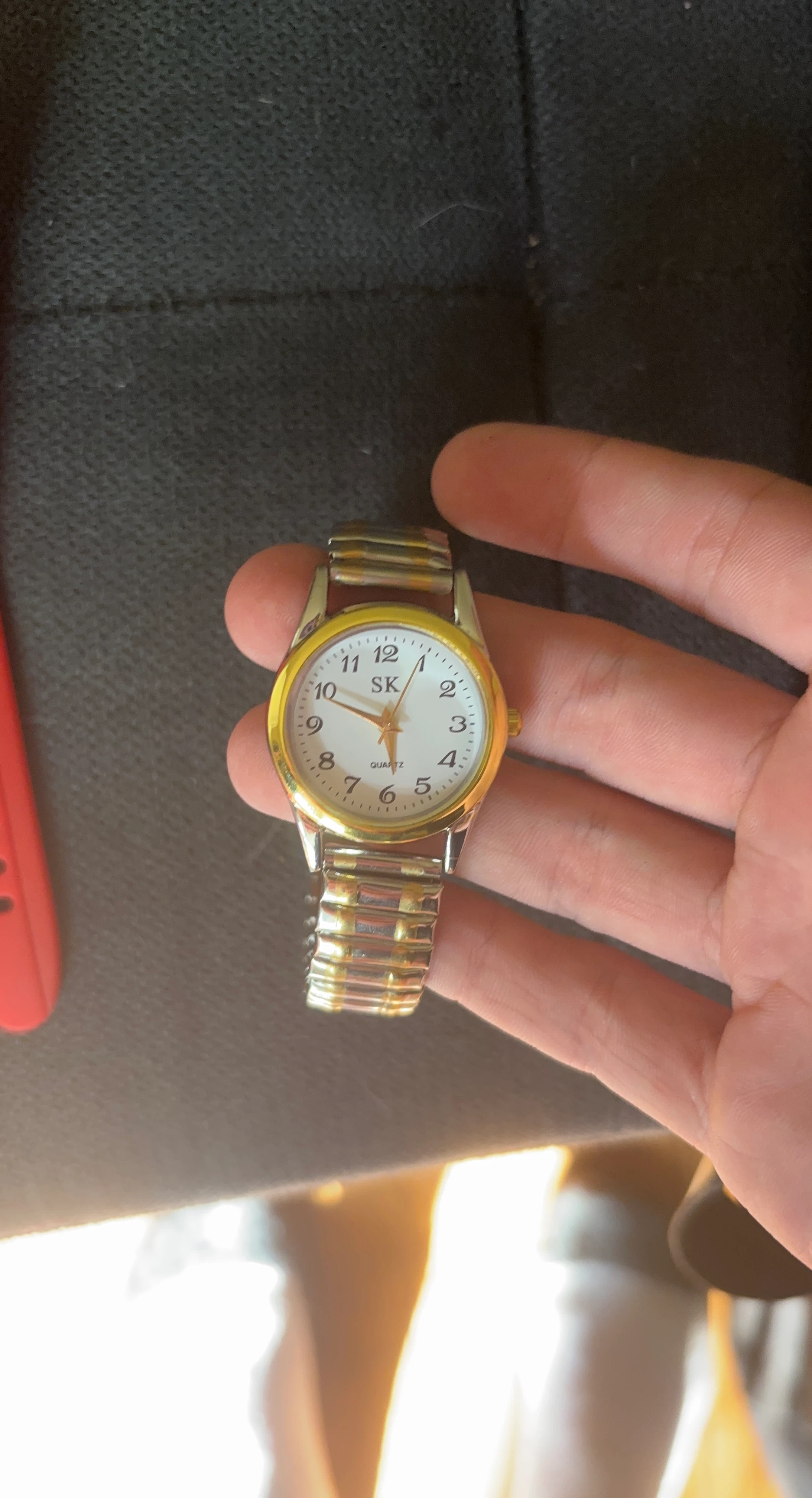 SK Quartz Watch with Gold Tone Band