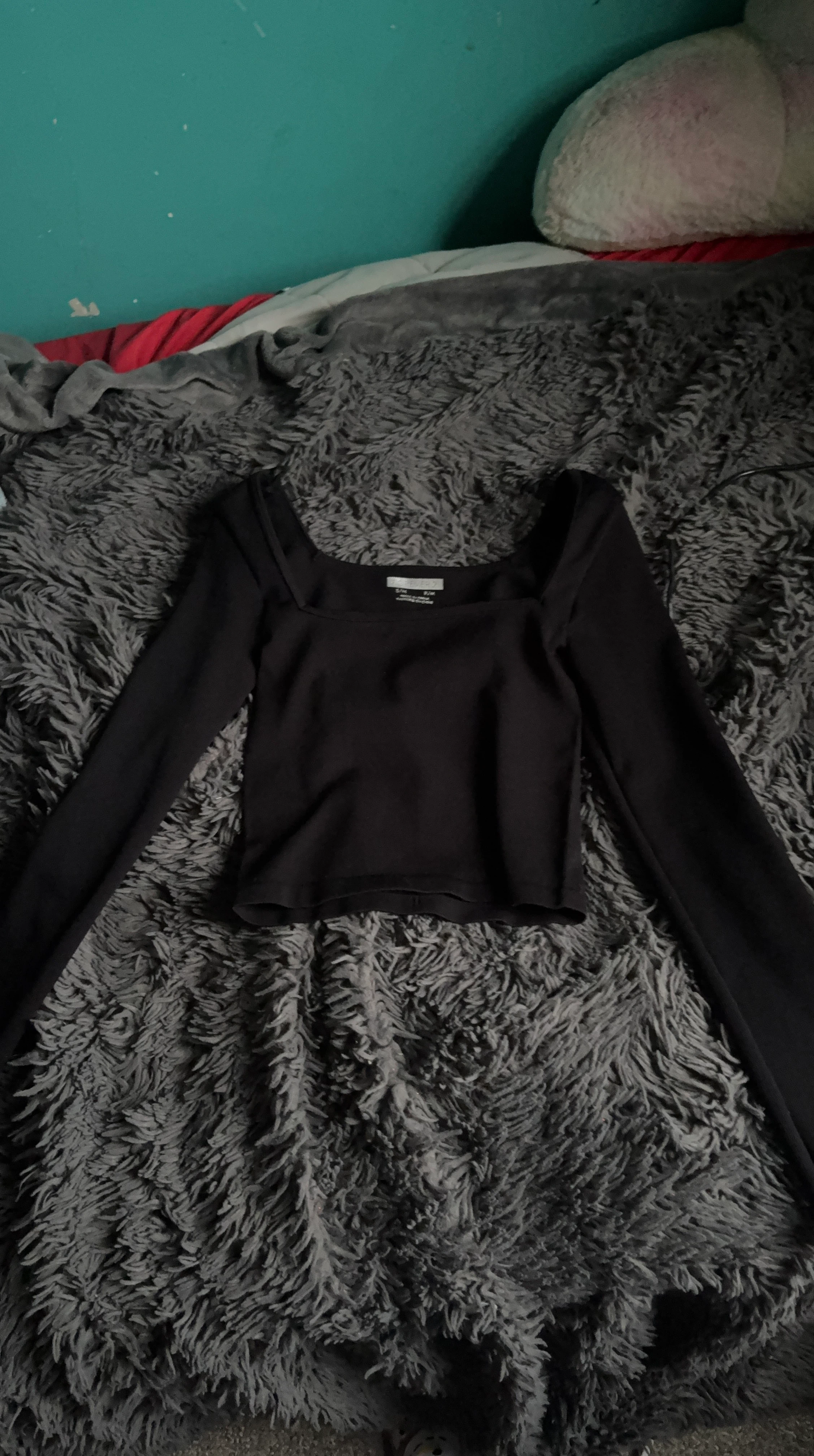 Black Long-Sleeve Square Neck Top