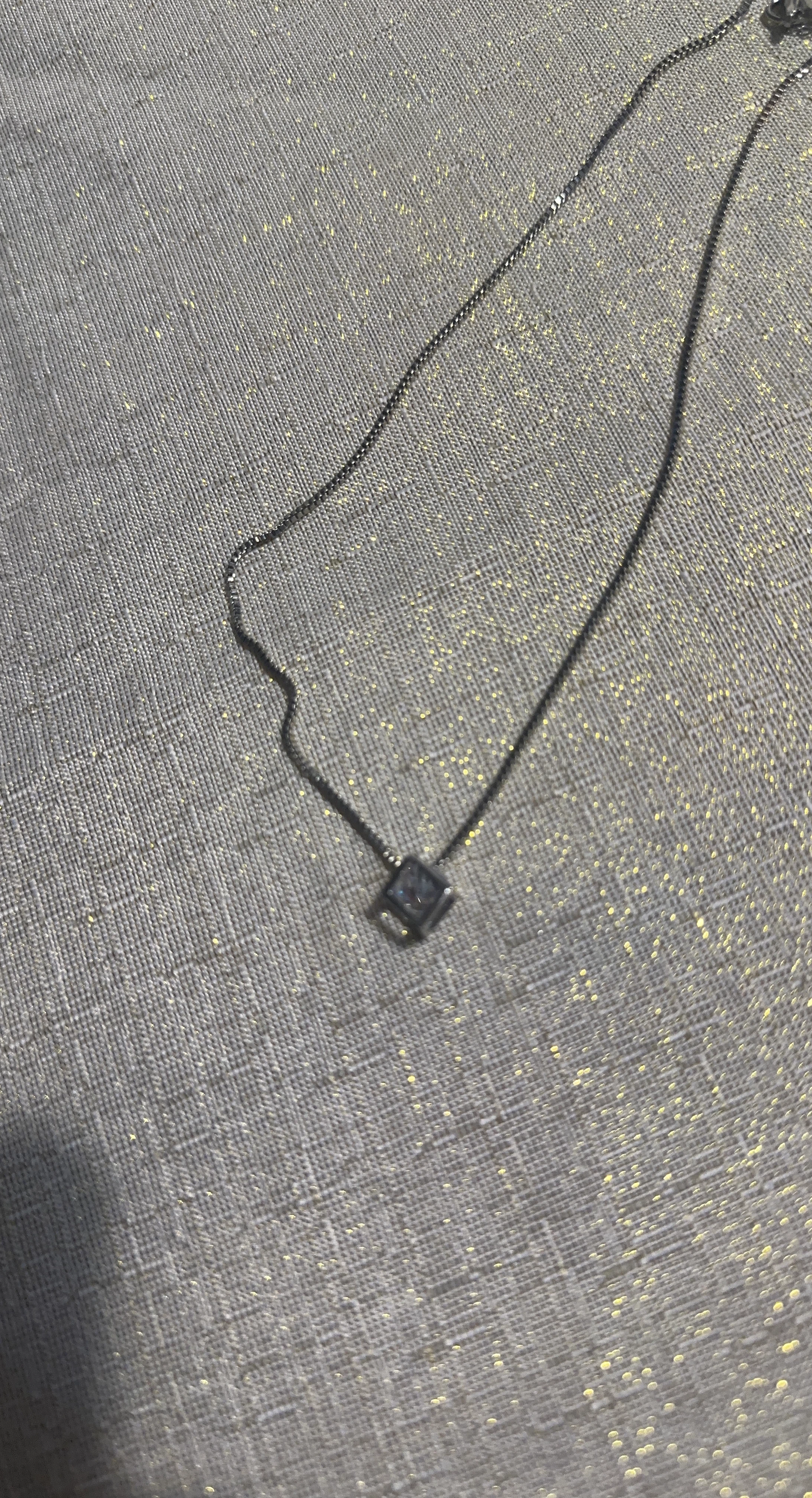 Silver-tone Necklace with Square Pendant