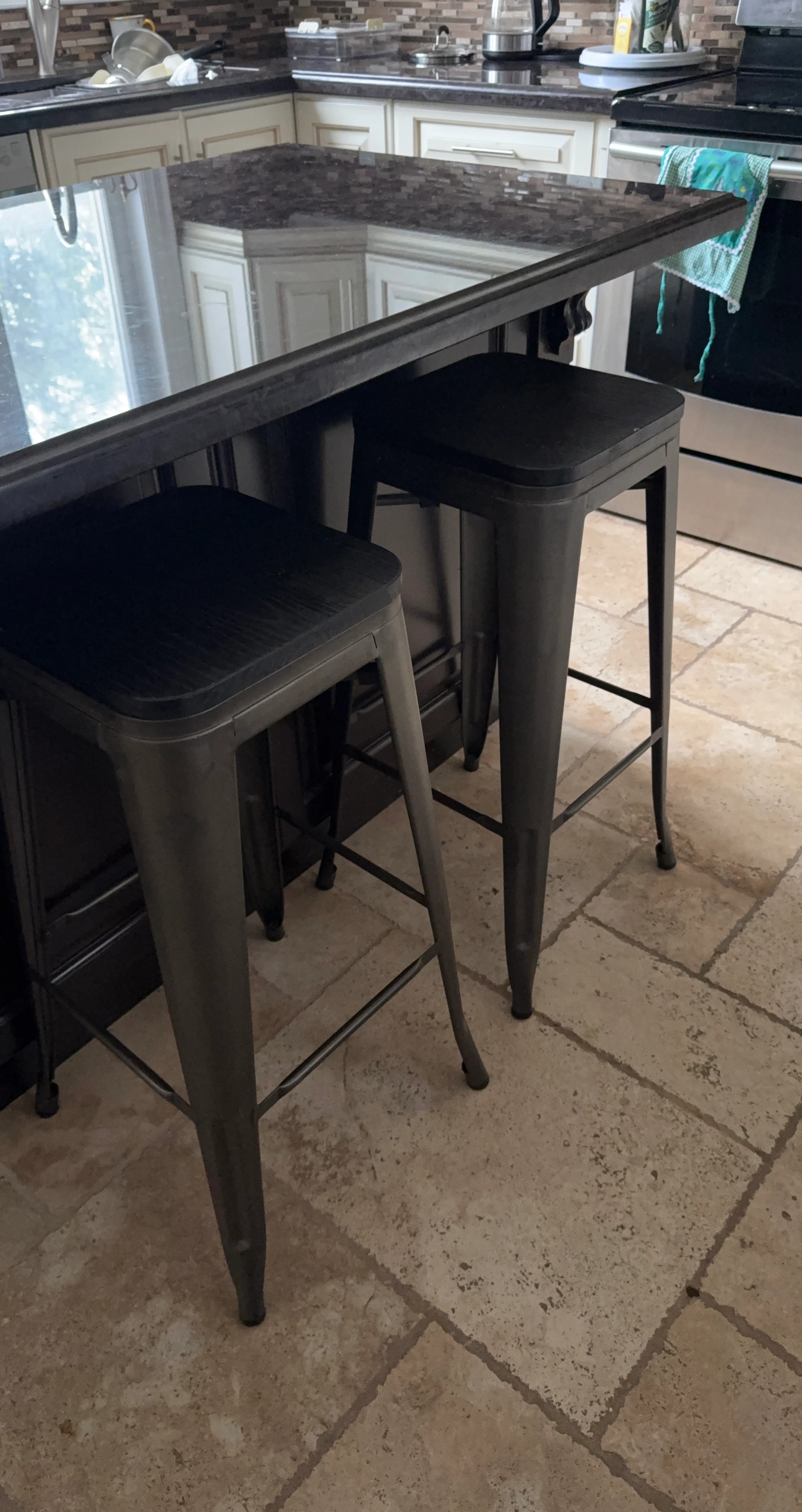 Black Metal Bar Stools (Set of 2)