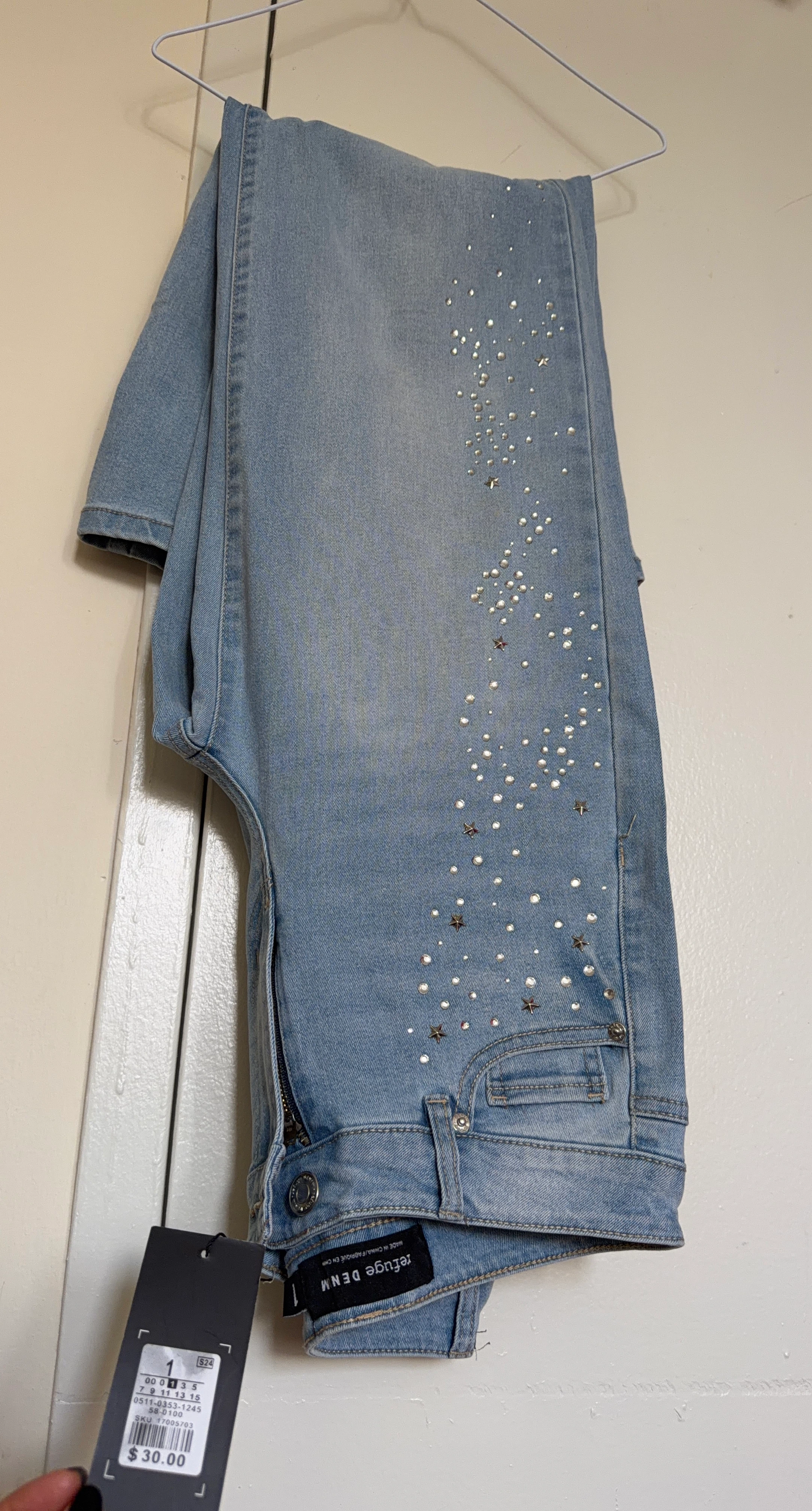 Refuge Denim Women's Jeans Size 1 Studded Light Wash