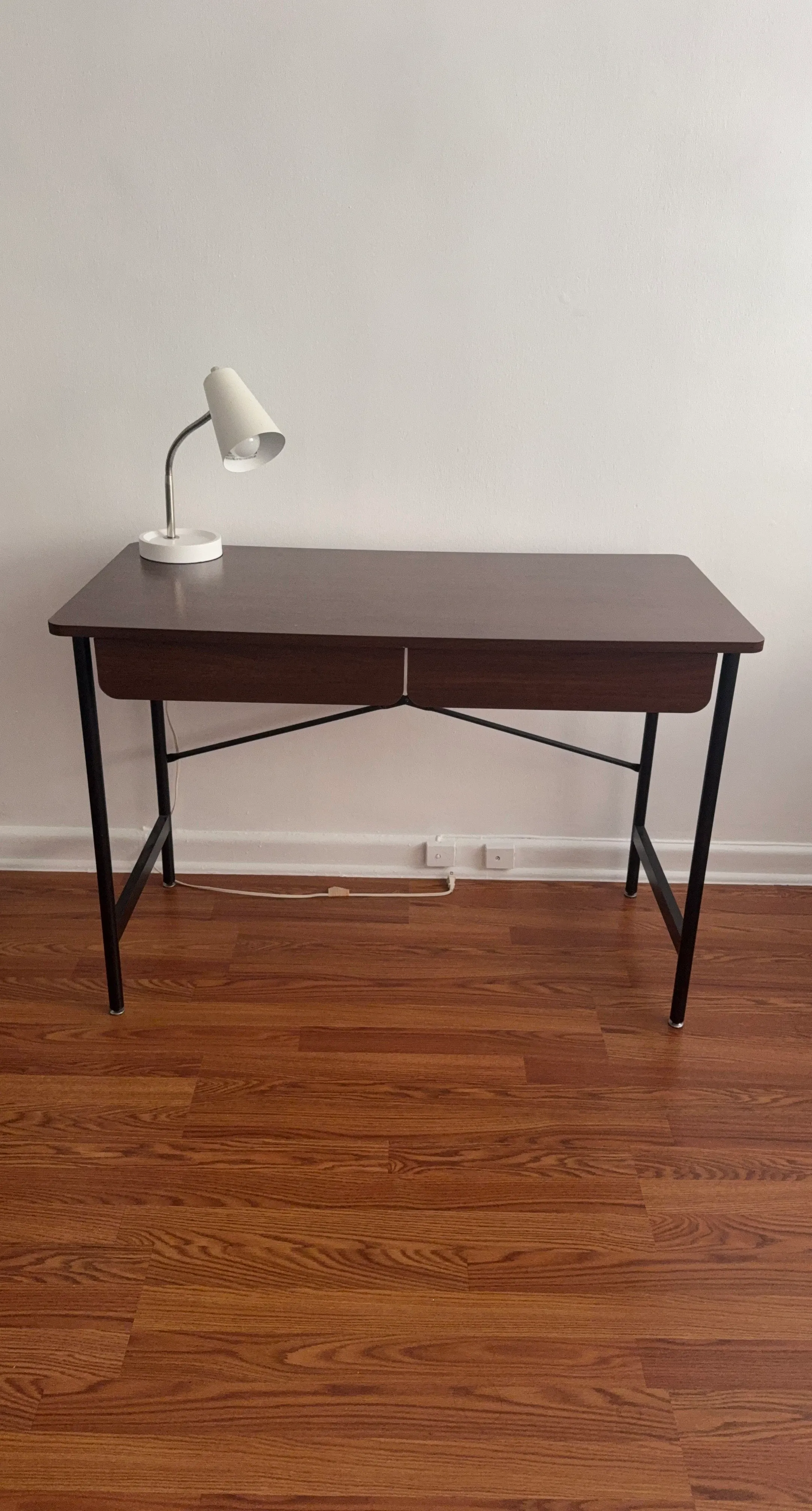 Small Dark Wood Writing Desk with Black Legs