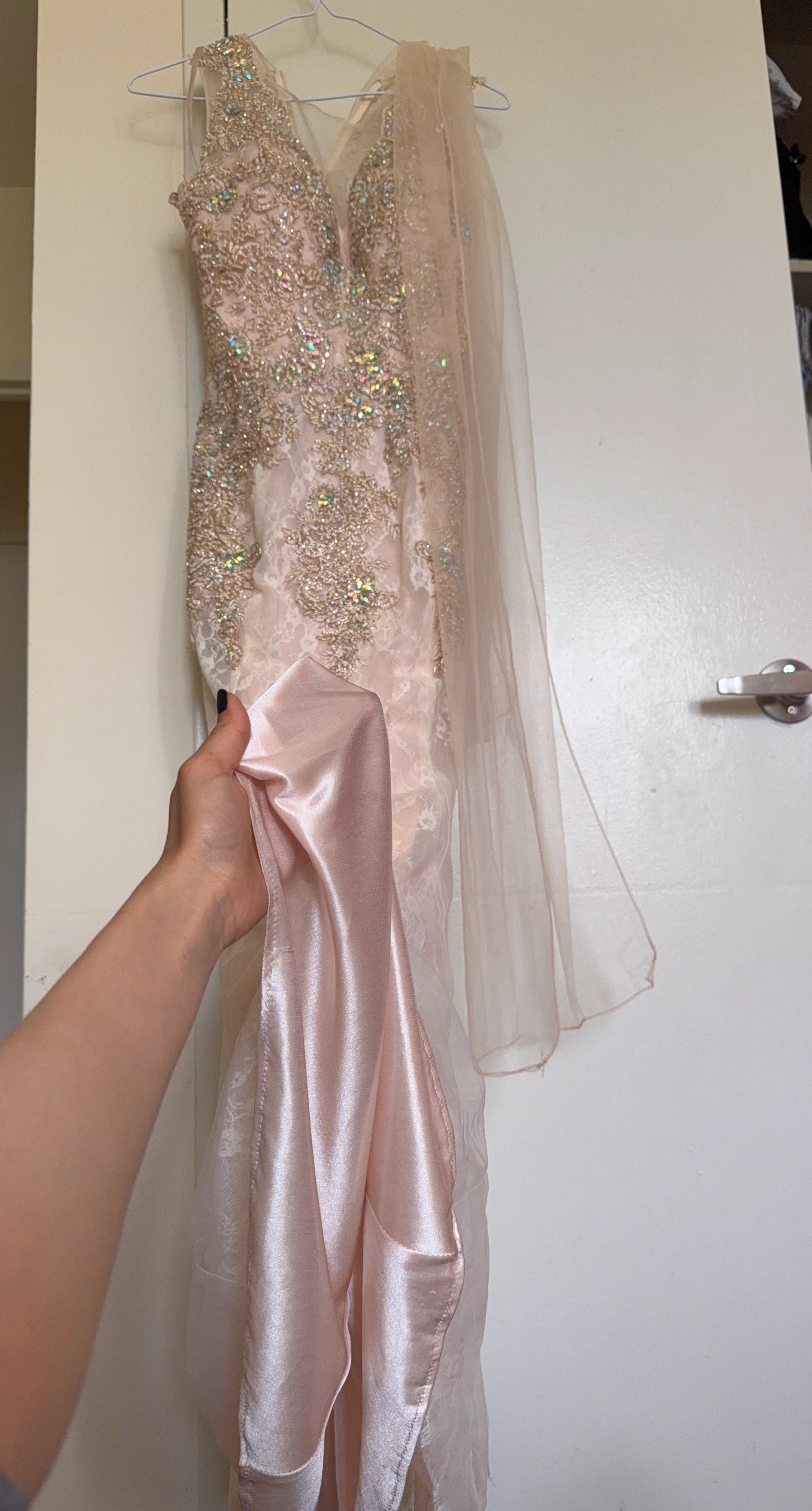 Sparkly Pink Embellished Gown with Train