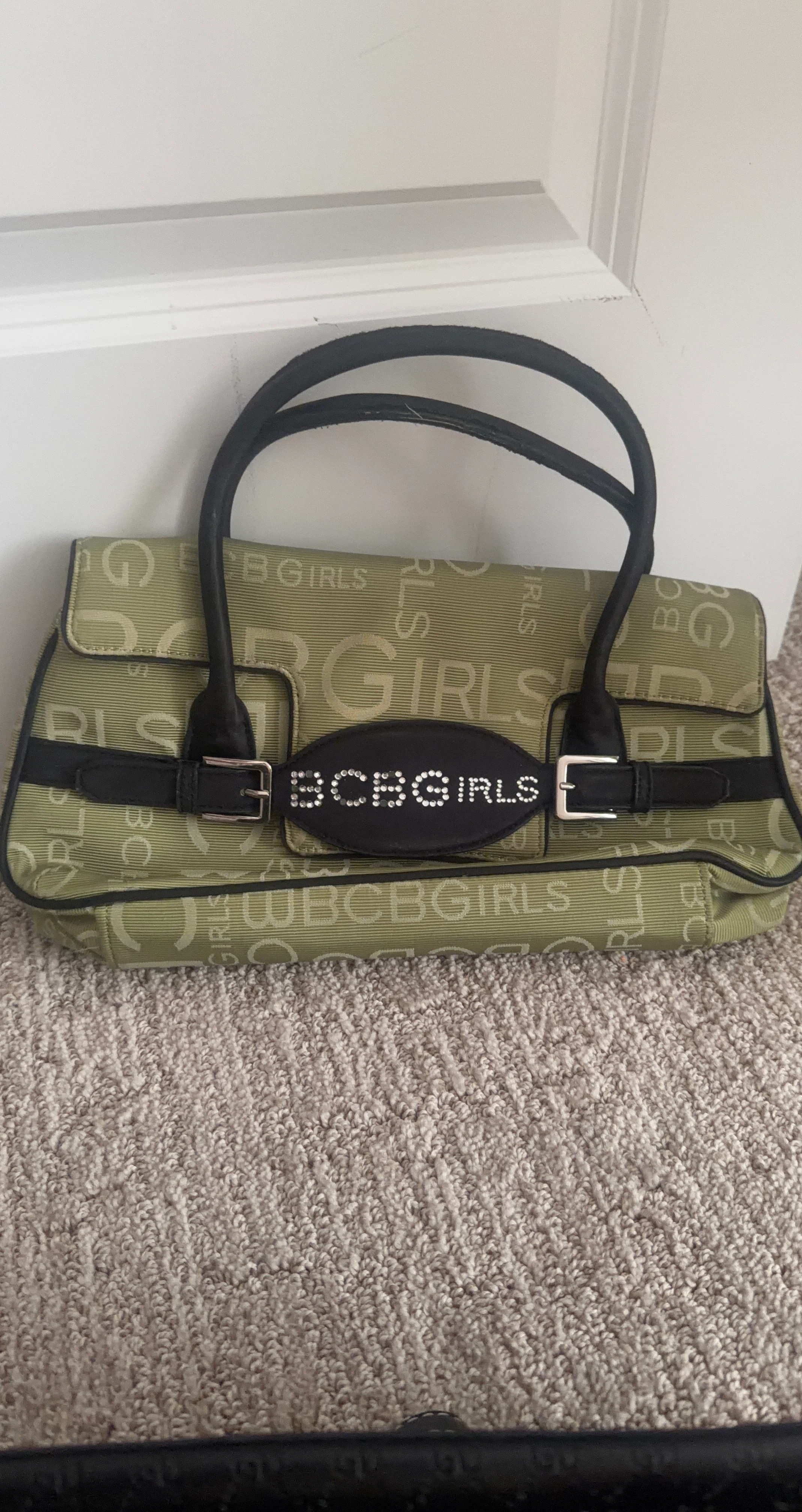 BCBGirls Green Monogram Satchel Handbag
