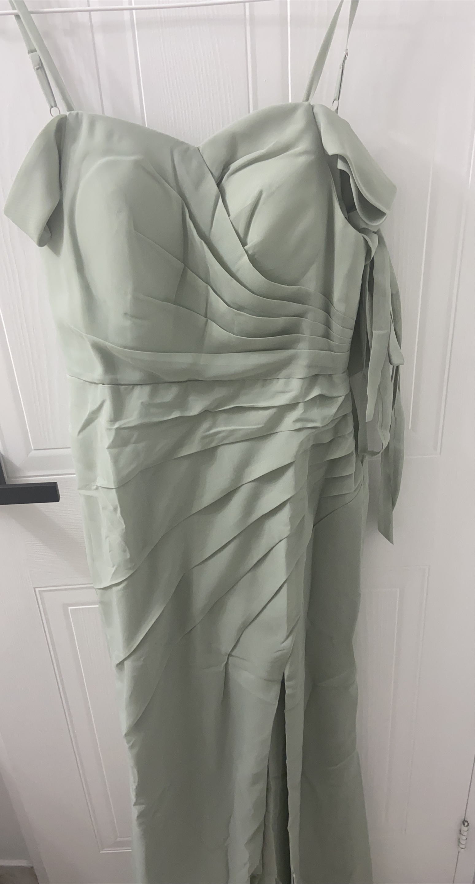Sage Green Formal Bridesmaids Dress with Side Slit