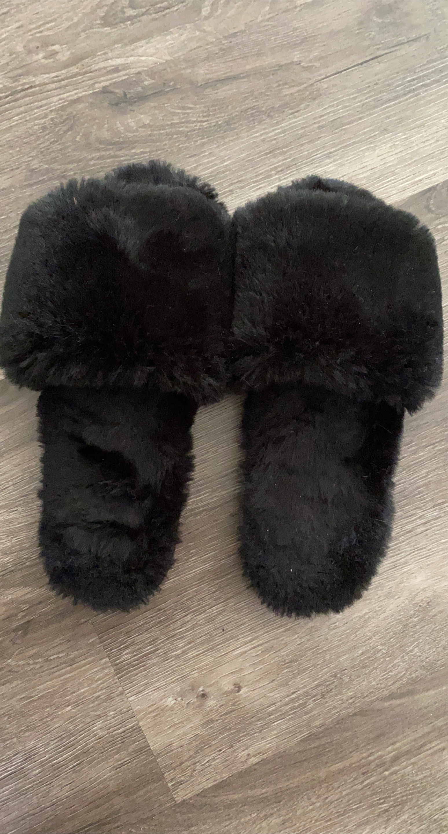 Black Faux Fur Slippers
