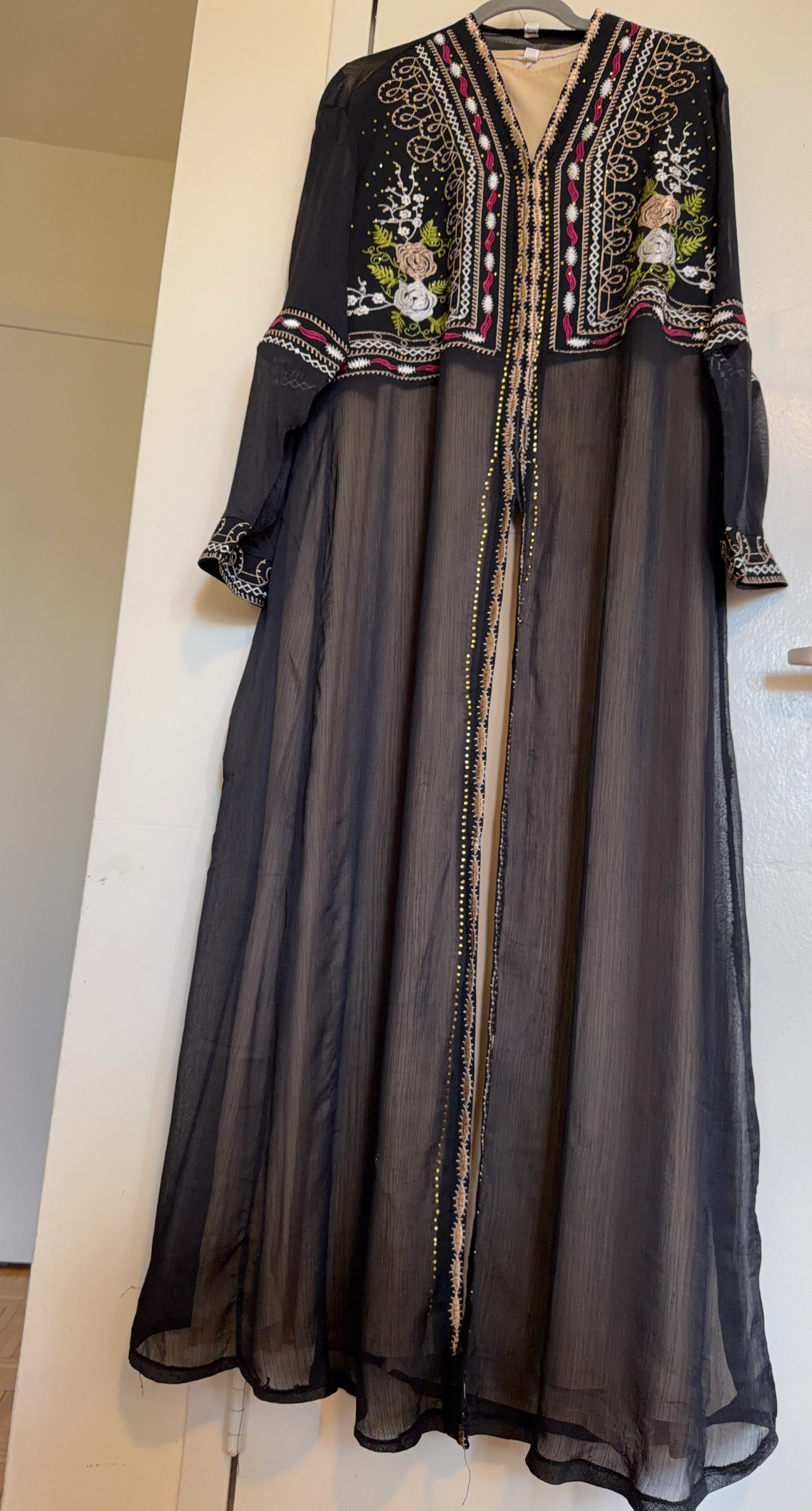 Black embroidered abaya
