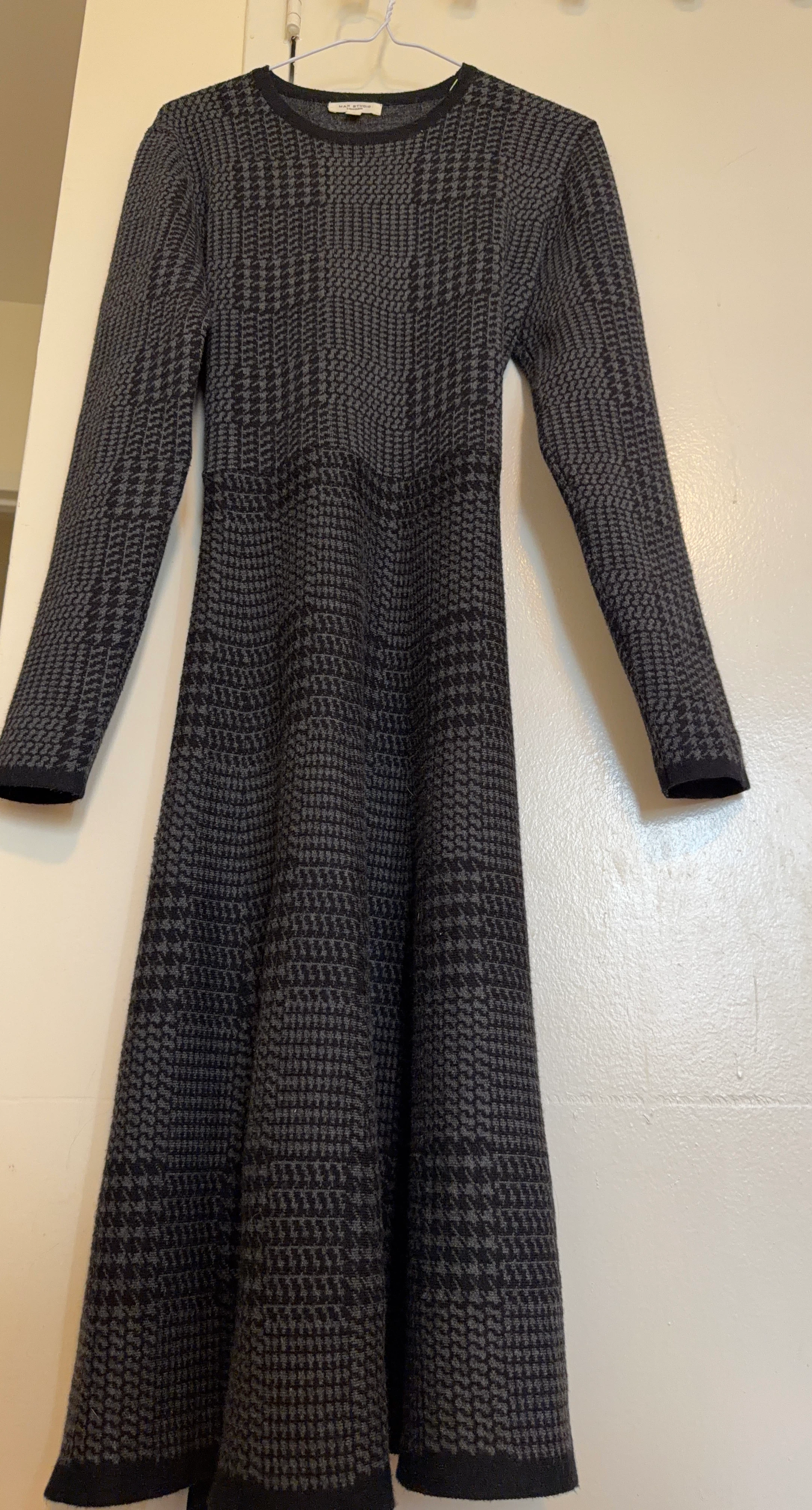 Knitted Houndstooth Pattern Dress