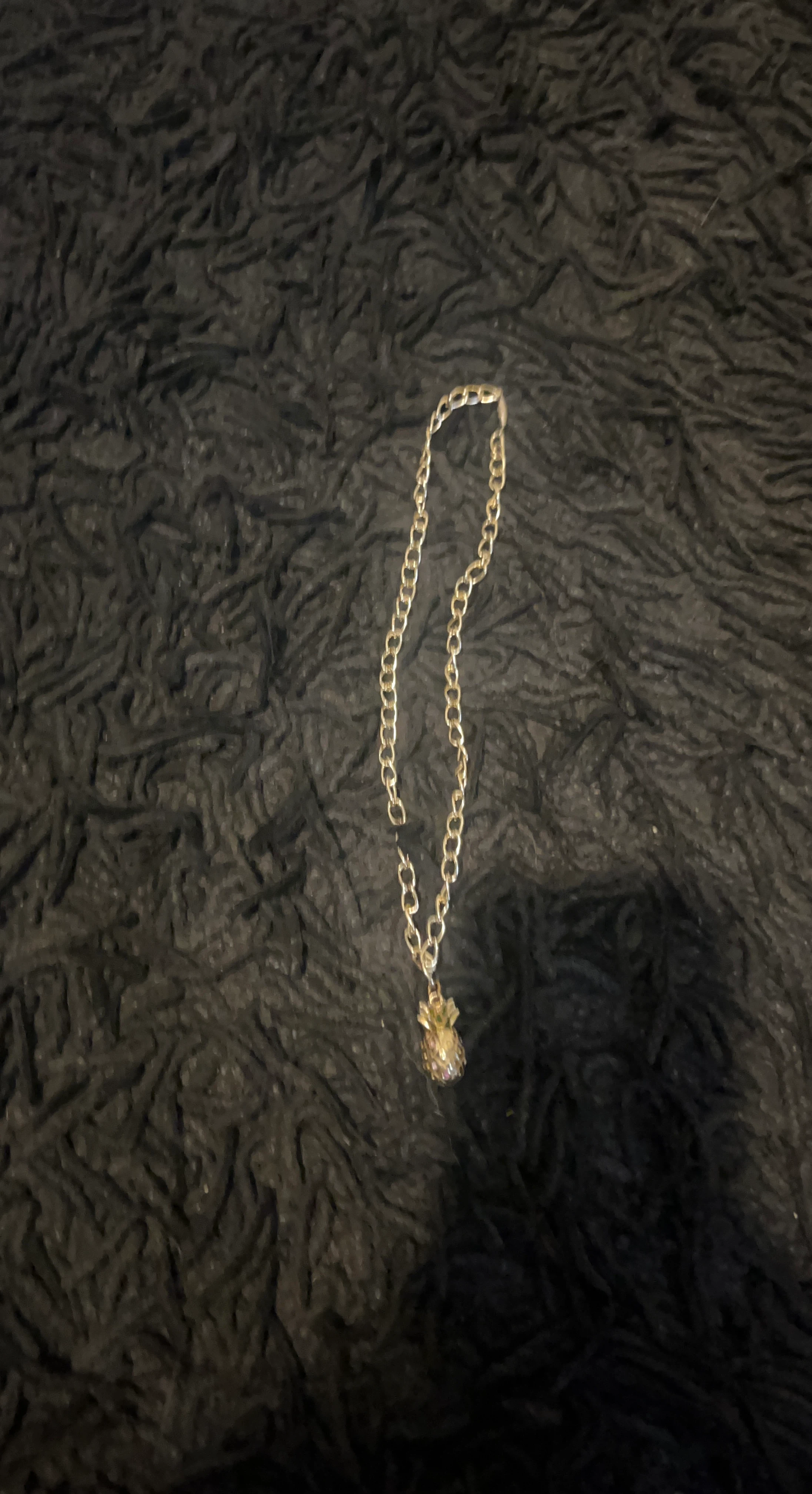 Gold tone Pineapple Charm Necklace