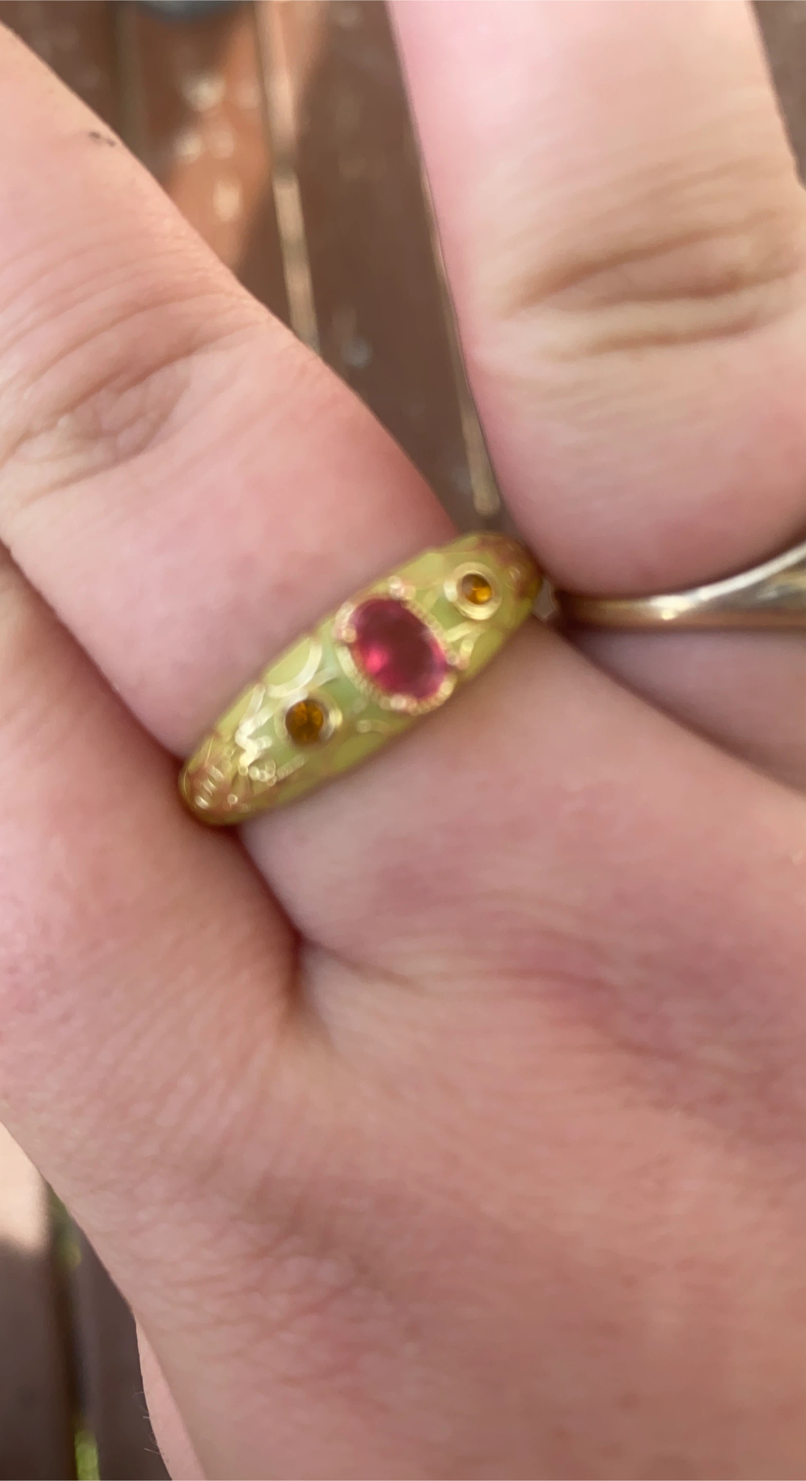 Enamel and Gemstone Ring