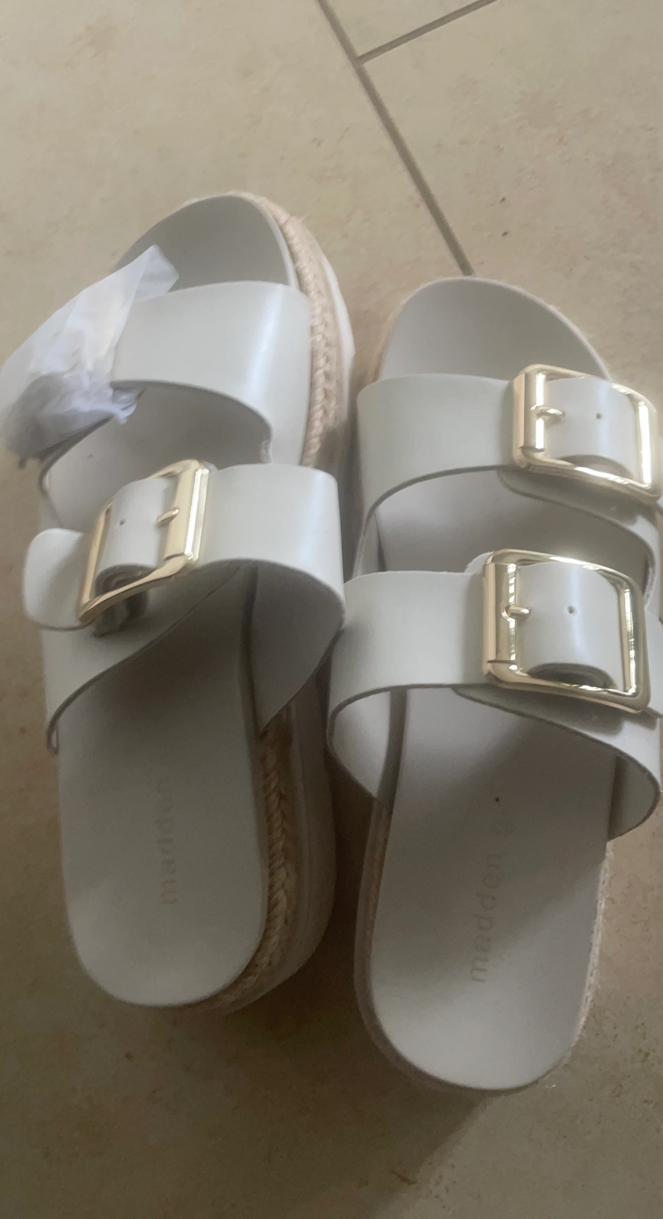 Madden Girl White Espadrille Platform Slides