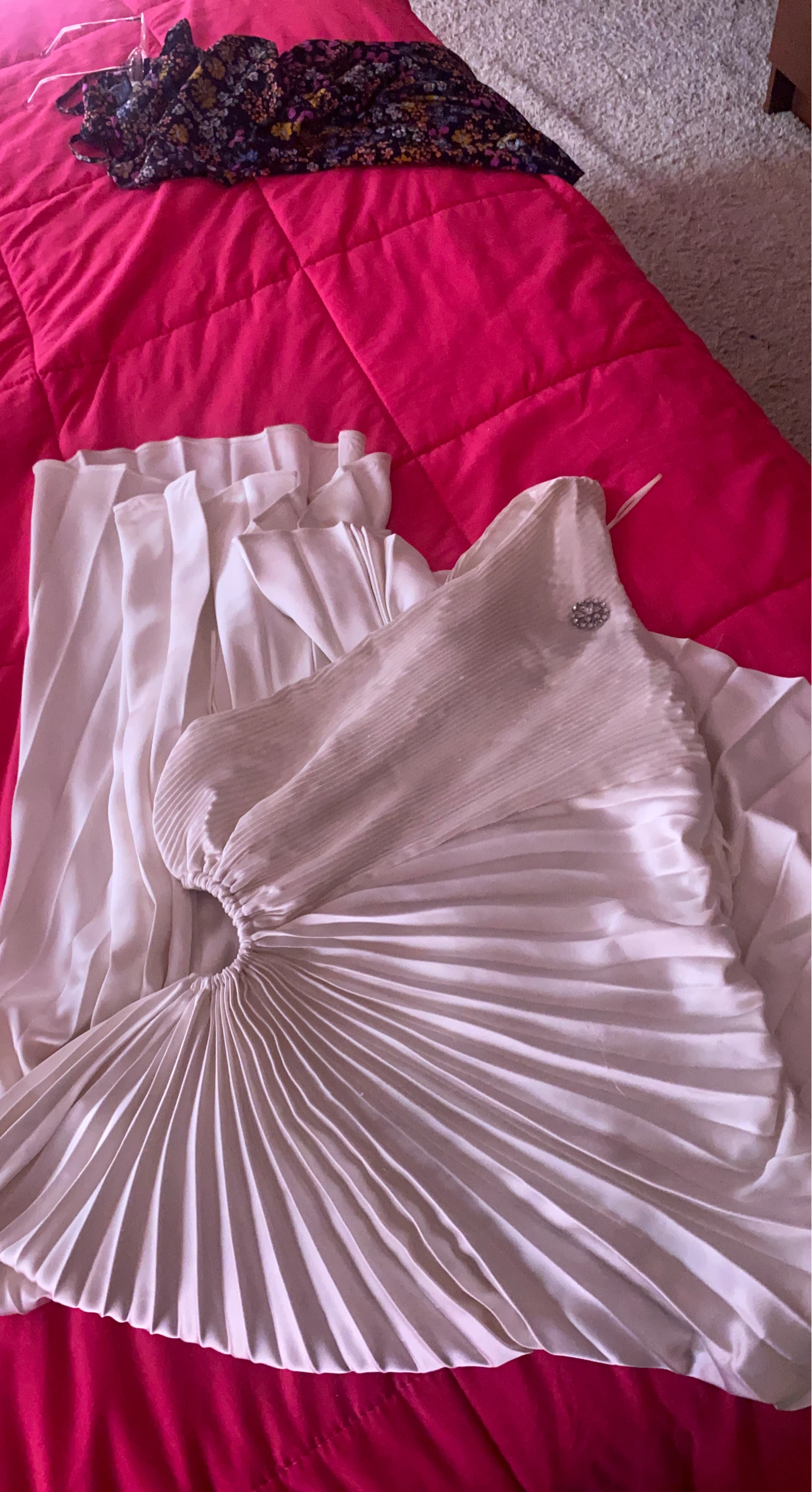 Pleated One-Shoulder Formal Dress