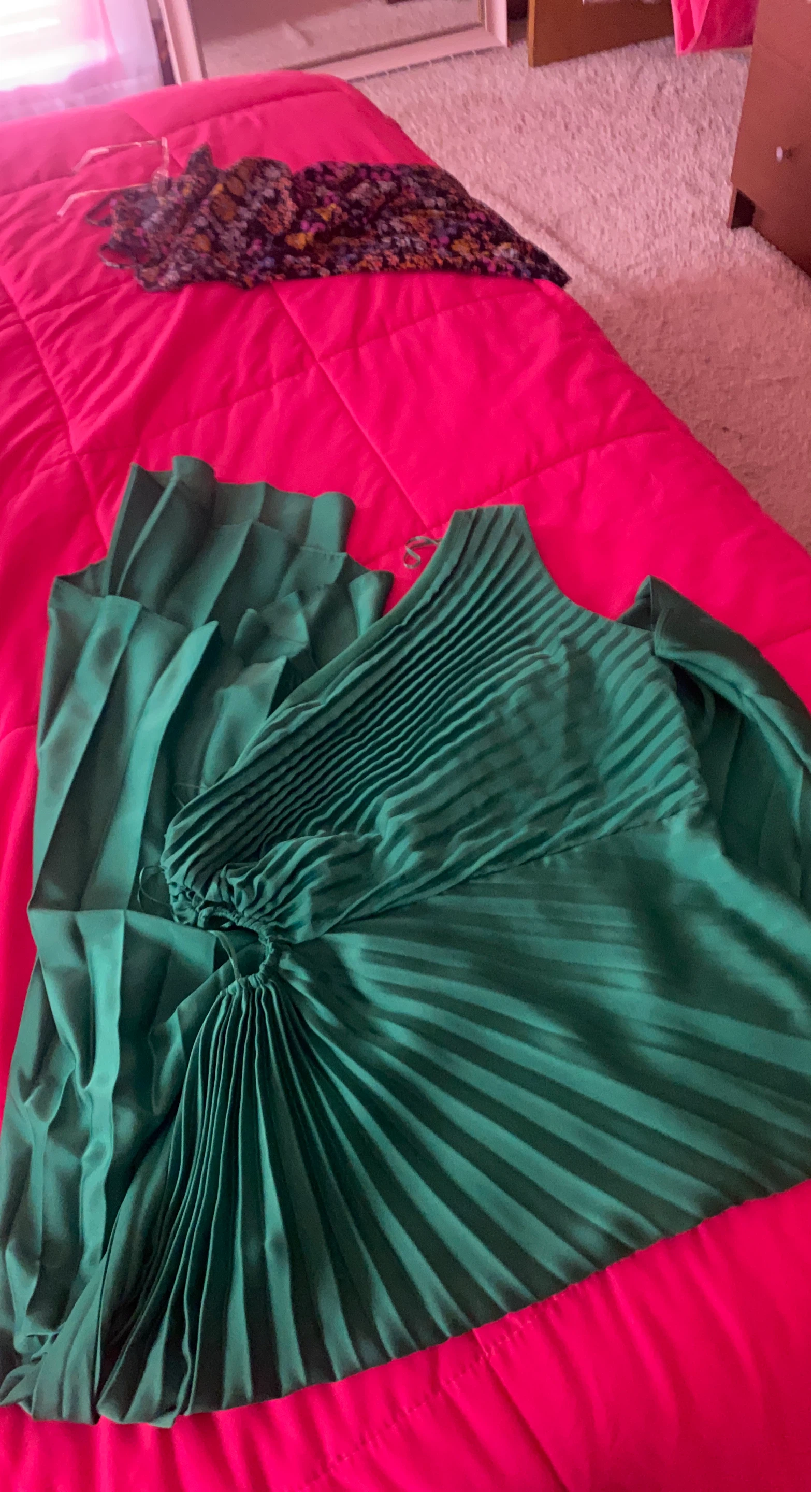 Green Pleated Midi Dress